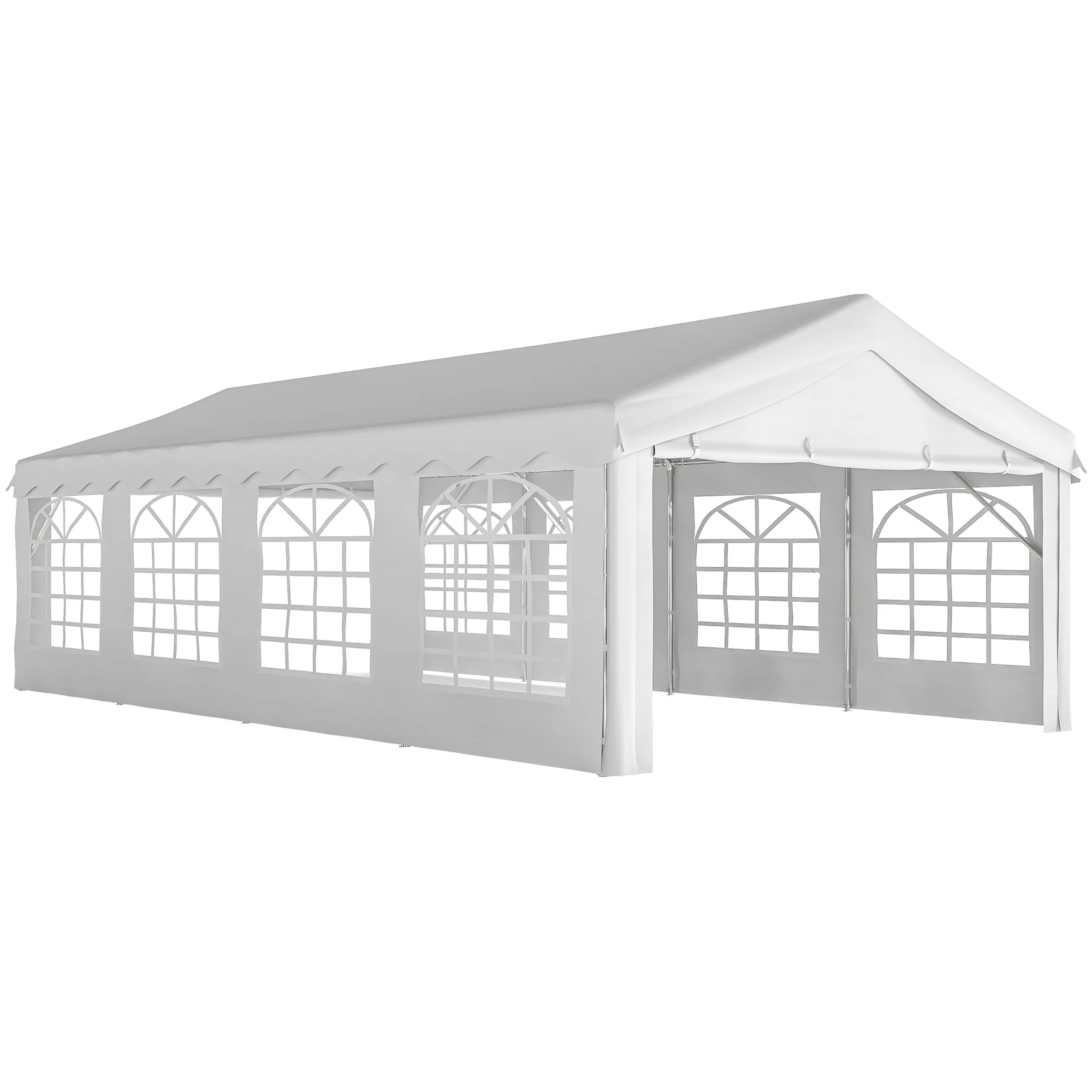 13'x26' Heavy Duty Large Party Tent & Carport with Removable Sidewalls, Windows, Portable Garage Canopy Tent, White - Image 12