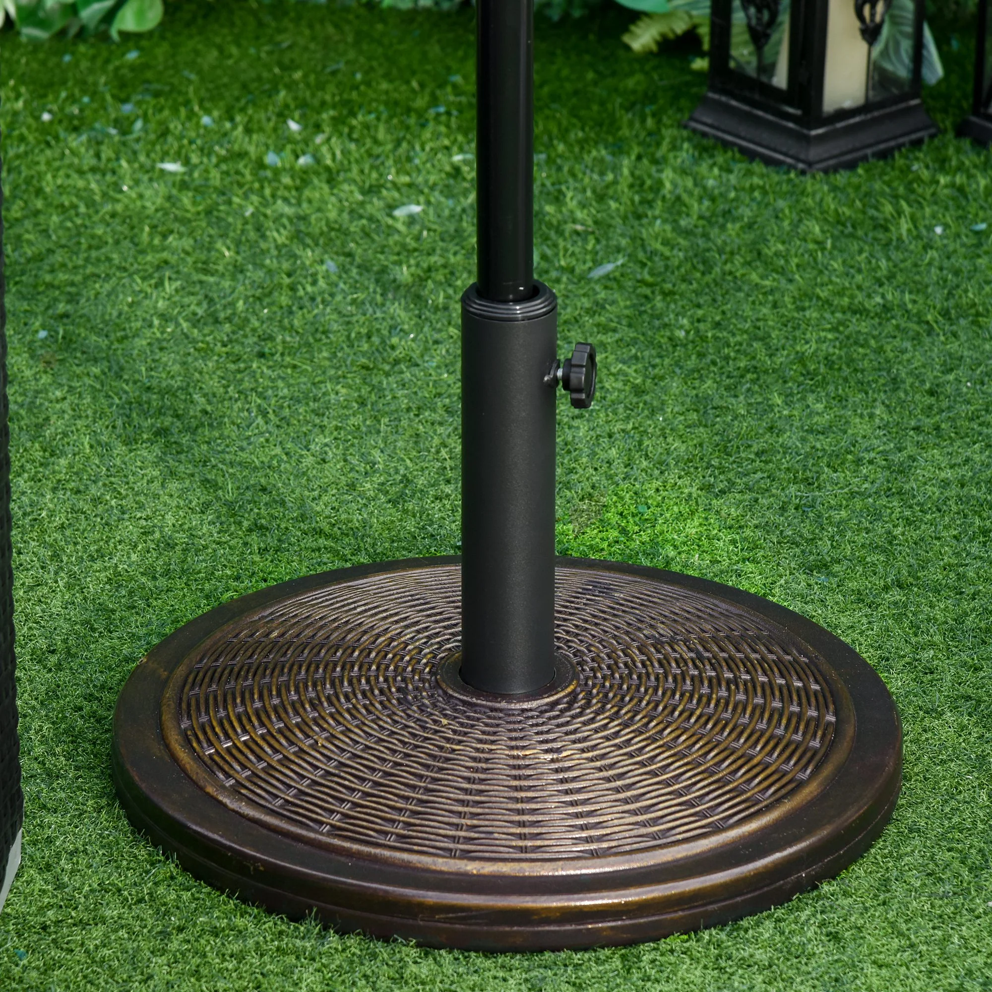 13kg Garden Parasol Base, Outdoor Market Umbrella Stand, Fits 35/38/48mm Poles, Black - Image 4