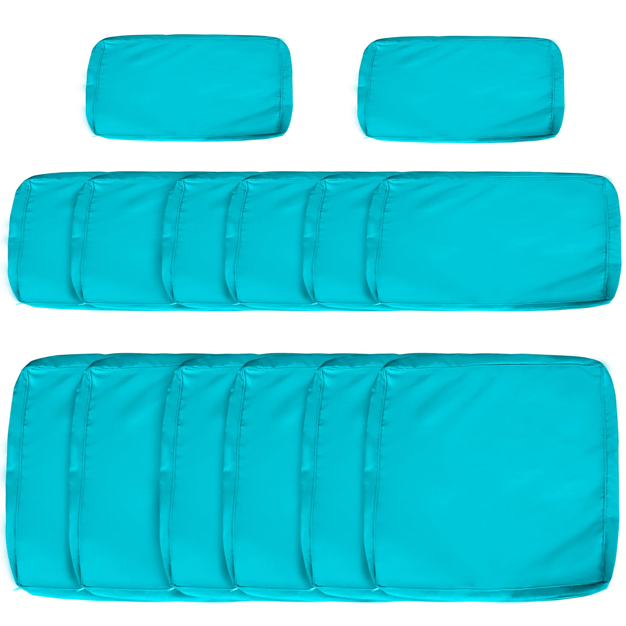 14pc Patio Rattan Sofa Set Cushion Cover Replacement Set, No Cushion Included, Light Blue
