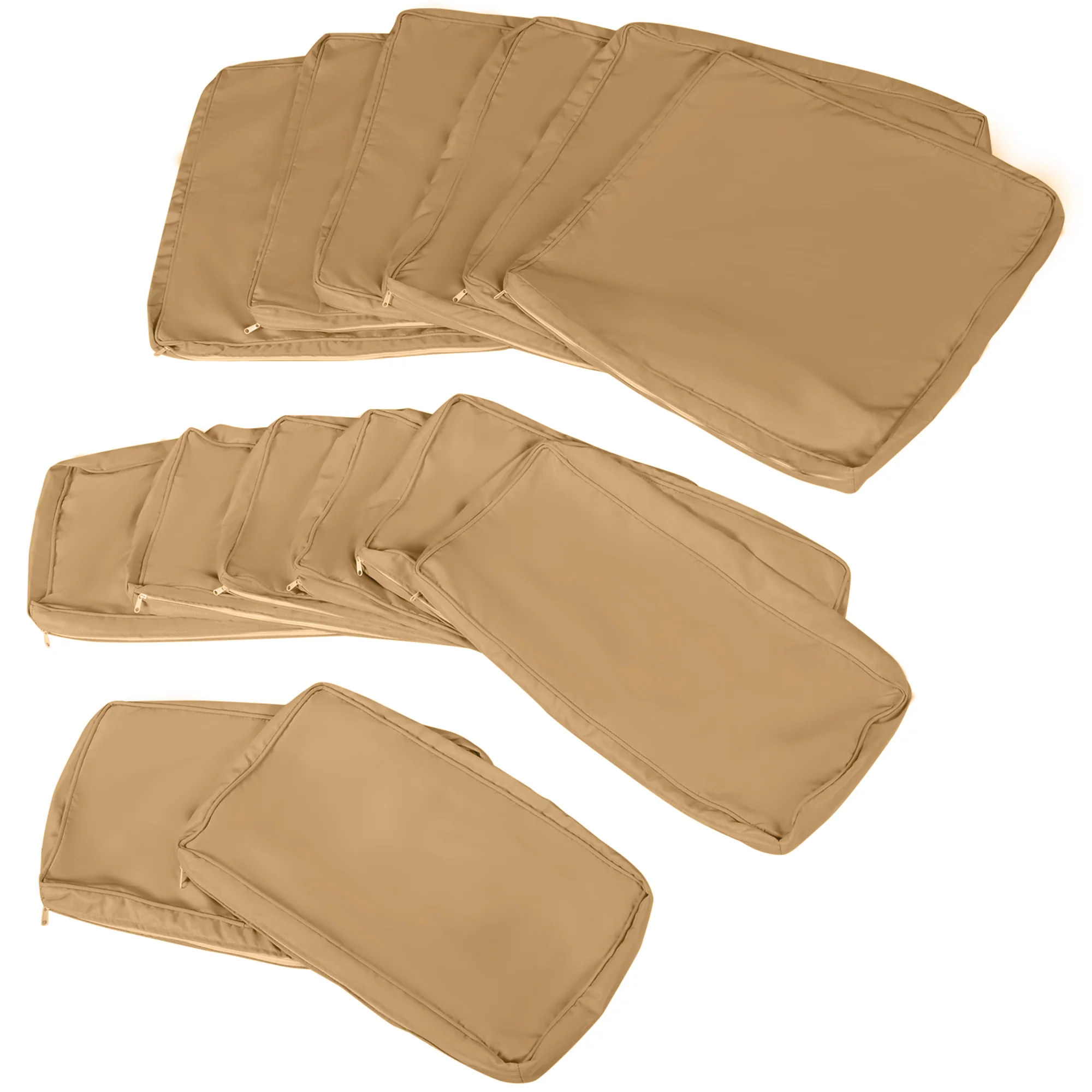 14pc Patio Rattan Sofa Set Cushion Cover Replacement Set, No Cushion Included, Beige - Image 9