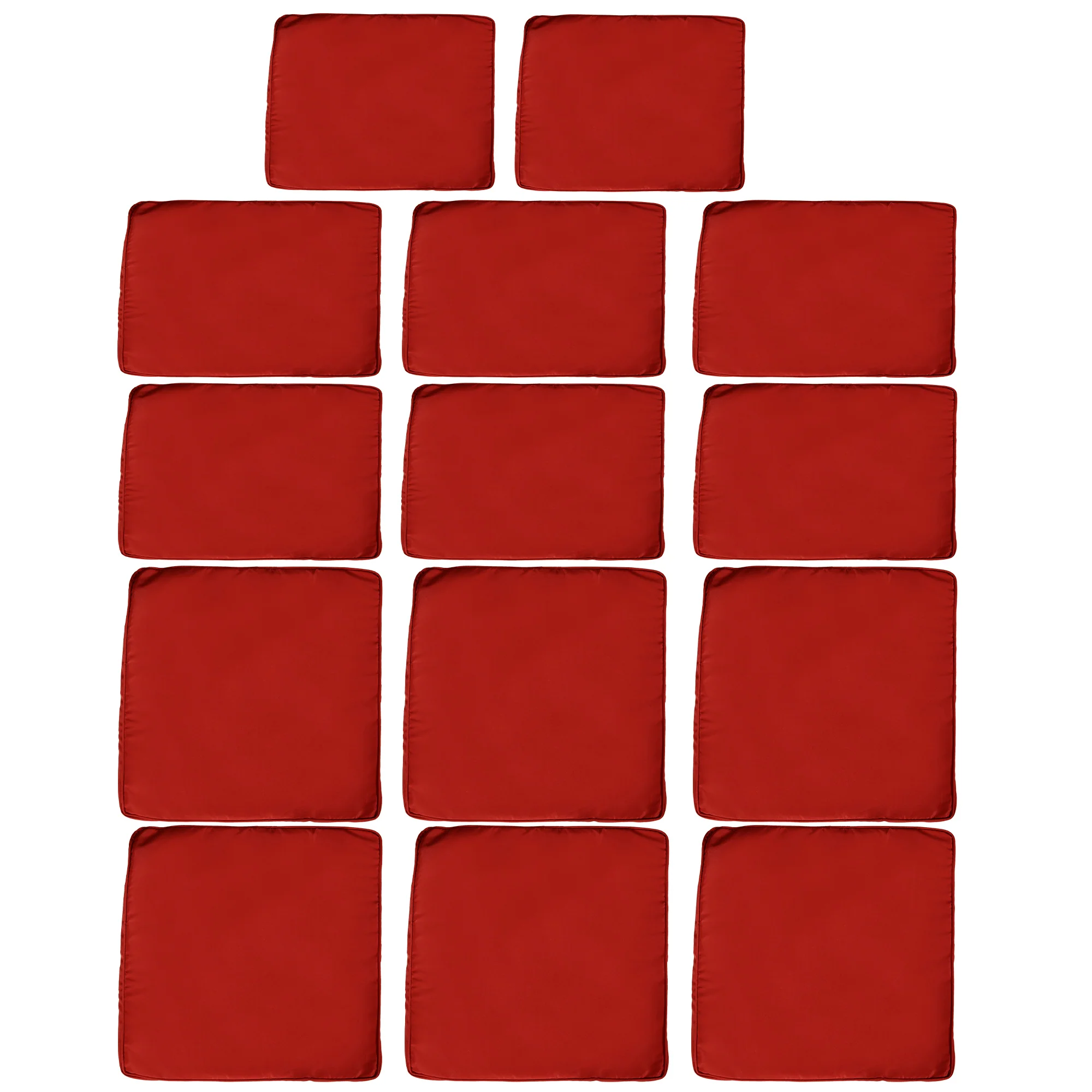 14pc Patio Rattan Sofa Set Cushion Cover Replacement Set, No Cushion Included, Red - Image 2