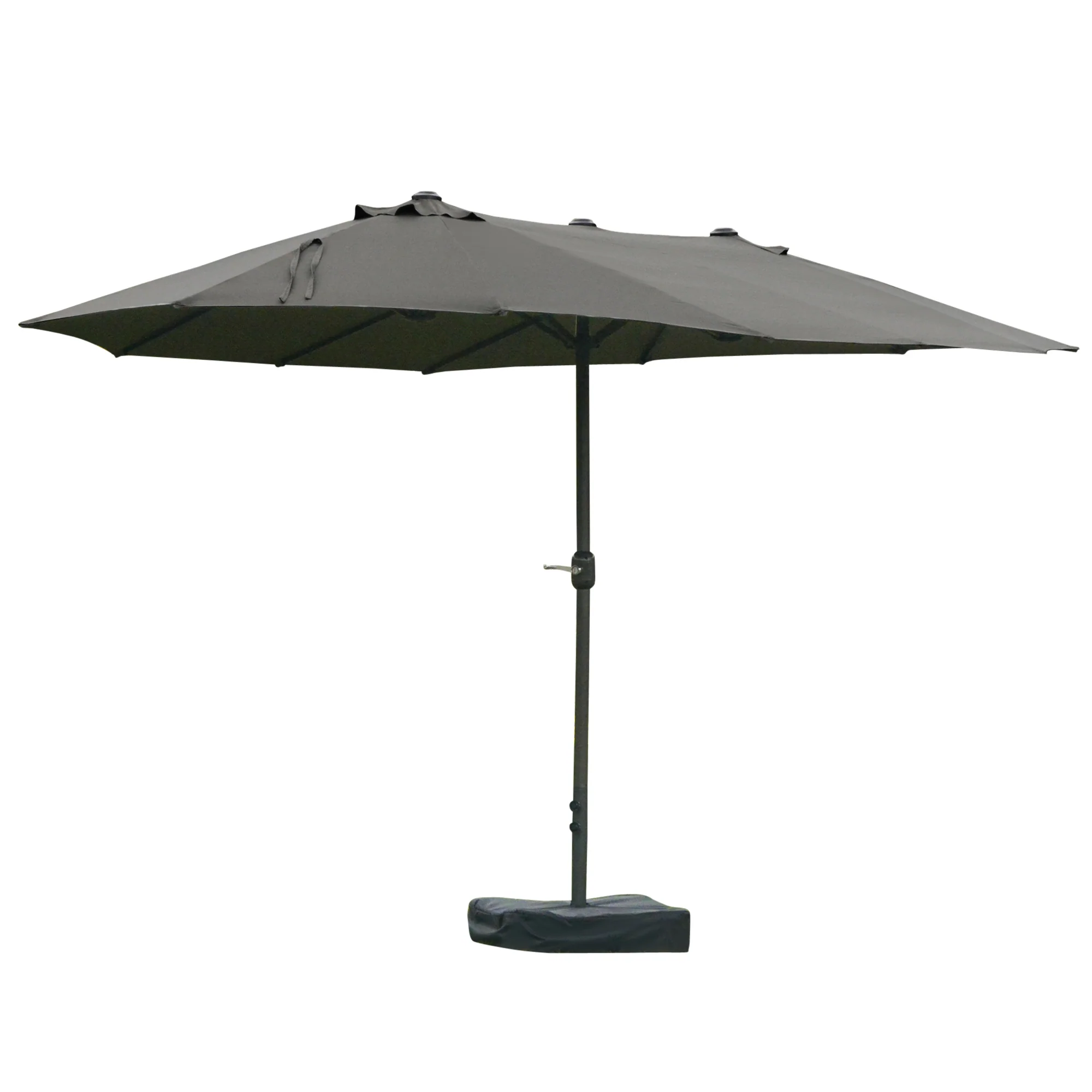 15' Twin Canopy Patio Umbrella with Crank & Cross Base, Dark Grey - Image 2