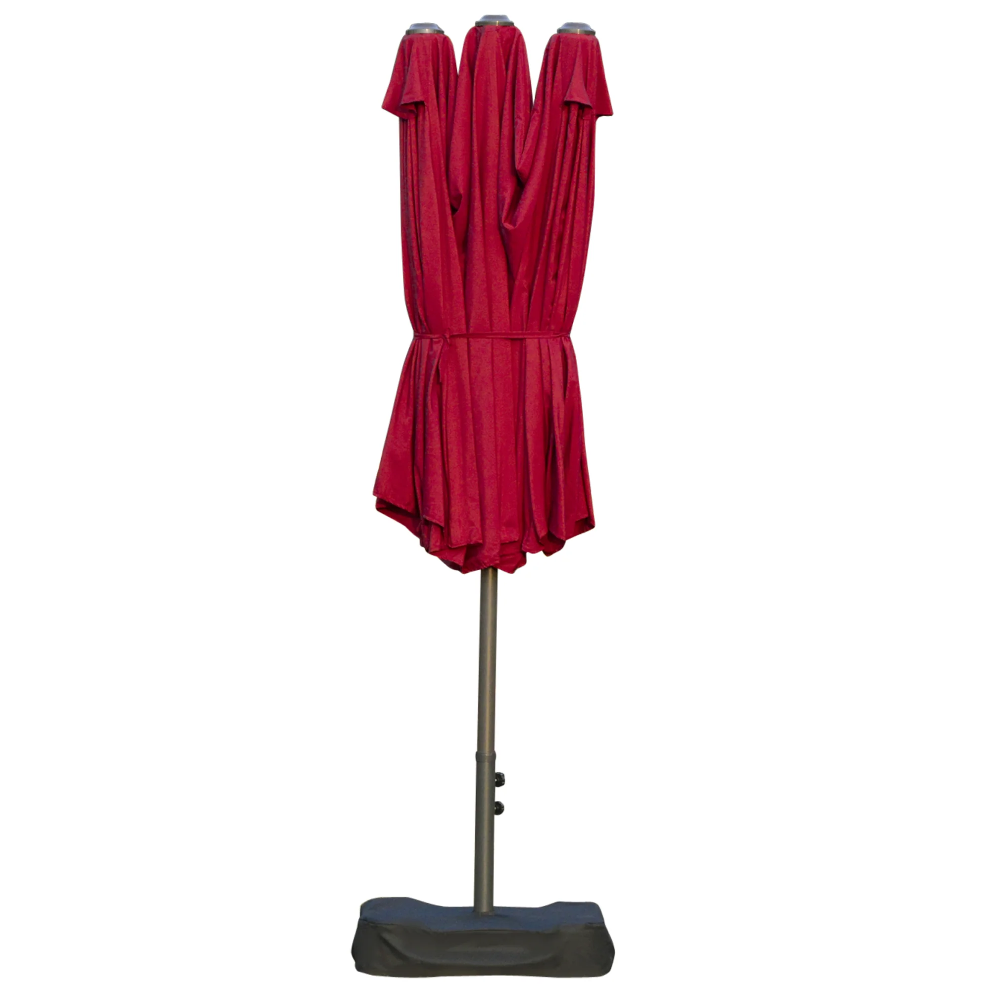 15' Twin Canopy Patio Umbrella with Crank & Cross Base, Wine Red - Image 10
