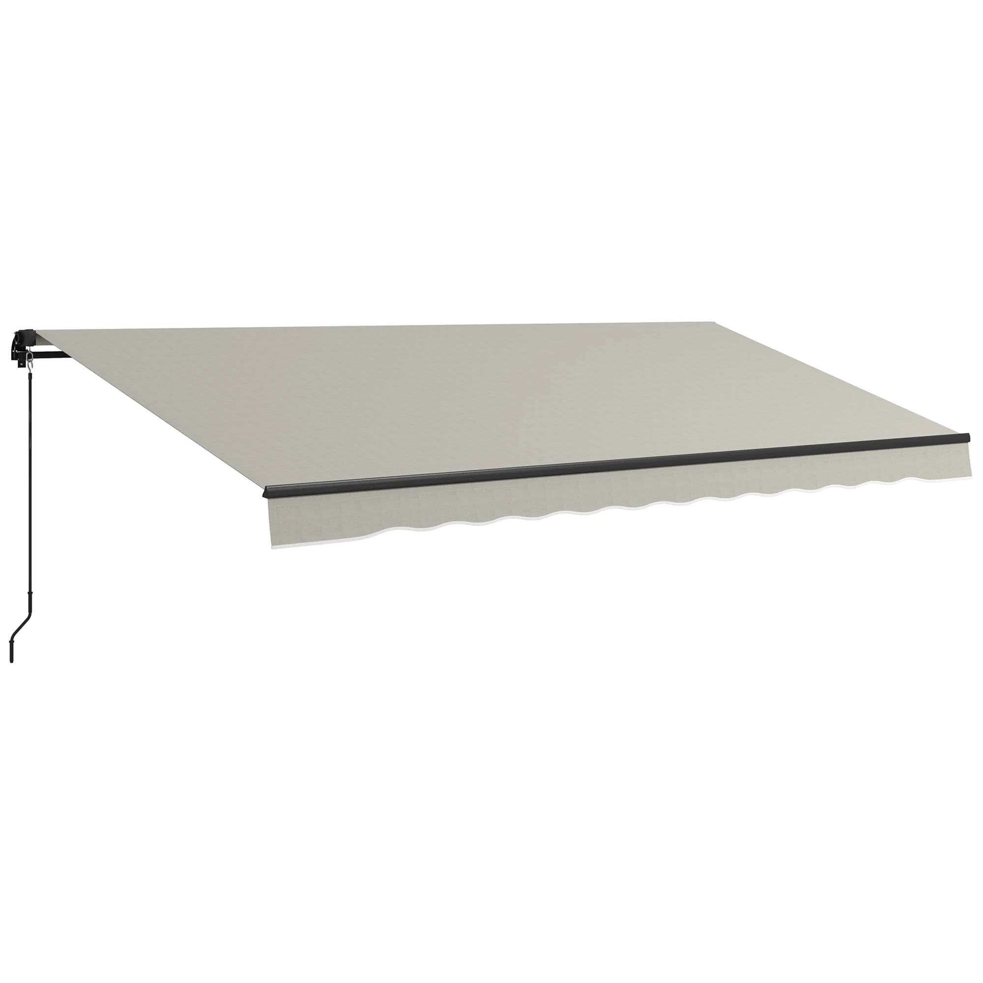 15' x 10' Retractable Awning with Manual Crank, 280gsm UV Resistant Fabric and Aluminum Frame, Light Grey - Image 12