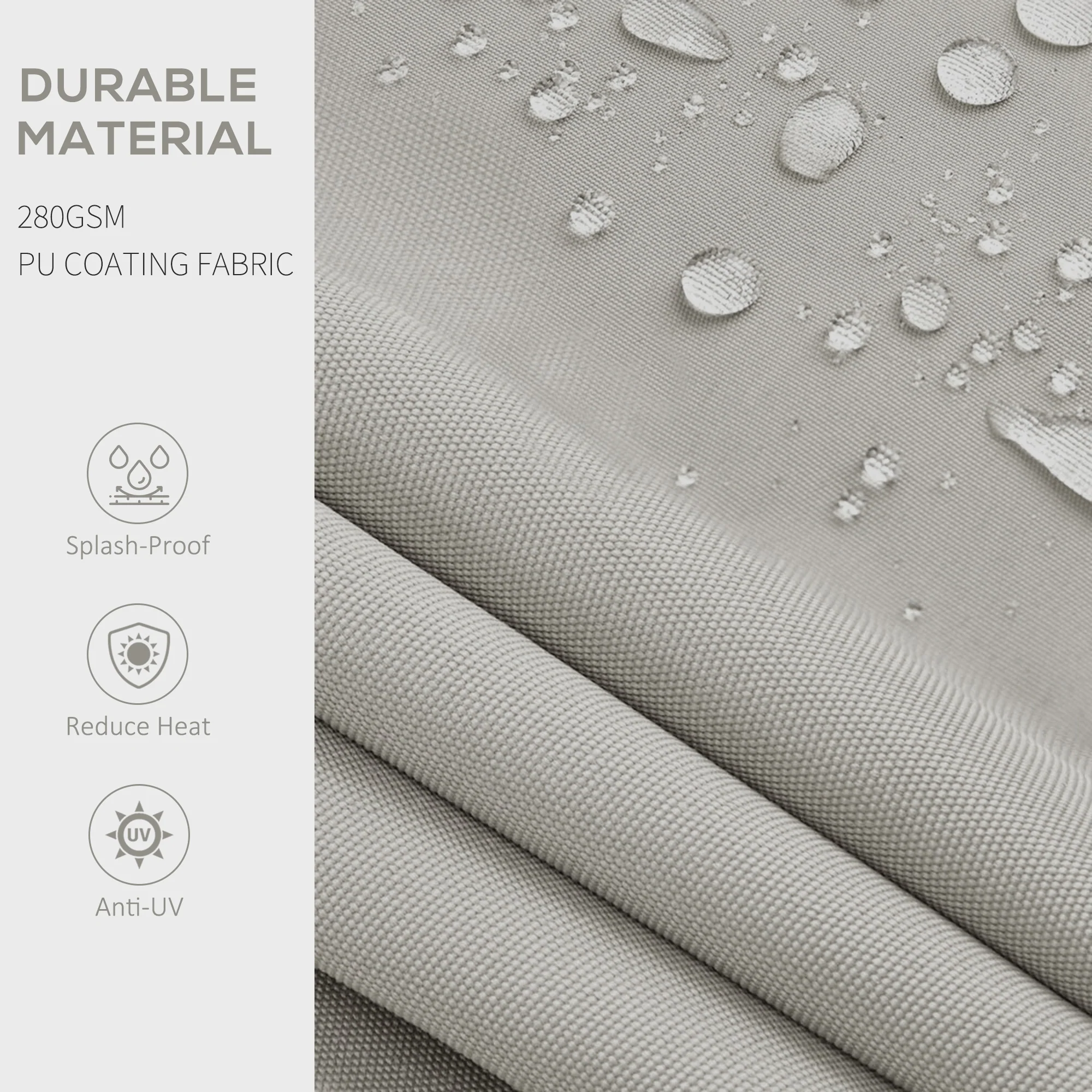 15' x 10' Retractable Awning with Manual Crank, 280gsm UV Resistant Fabric and Aluminum Frame, Light Grey - Image 8