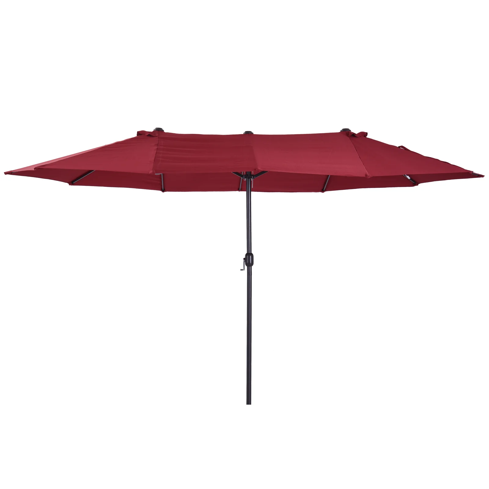 17' Twin Canopy Patio Umbrella with Crank(Stand Not Included), Wine Red - Image 12