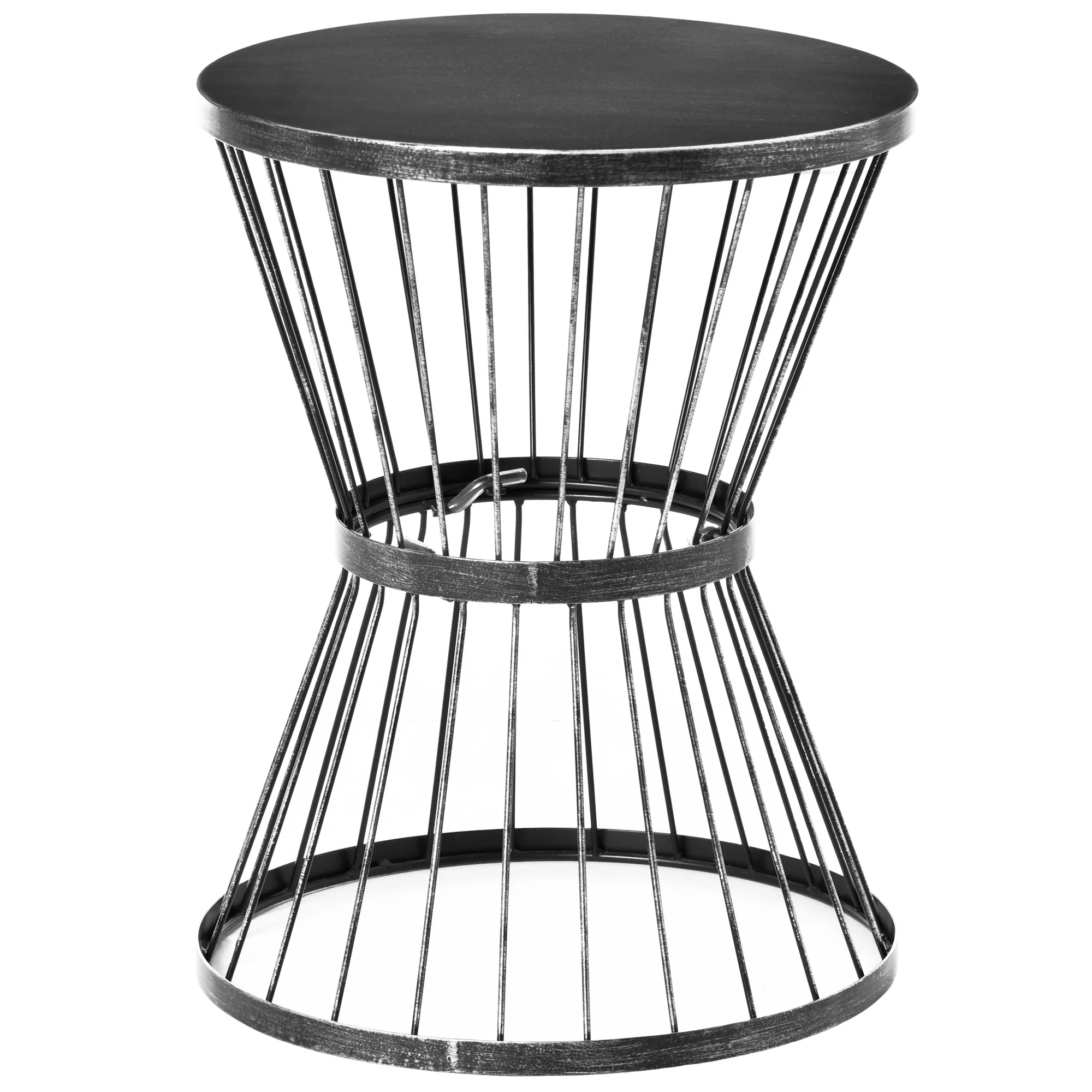 16" Steel Patio Side Table, Garden End Table with Hourglass Design, Accent Table for Outdoor and Indoor Use, Black - Image 12