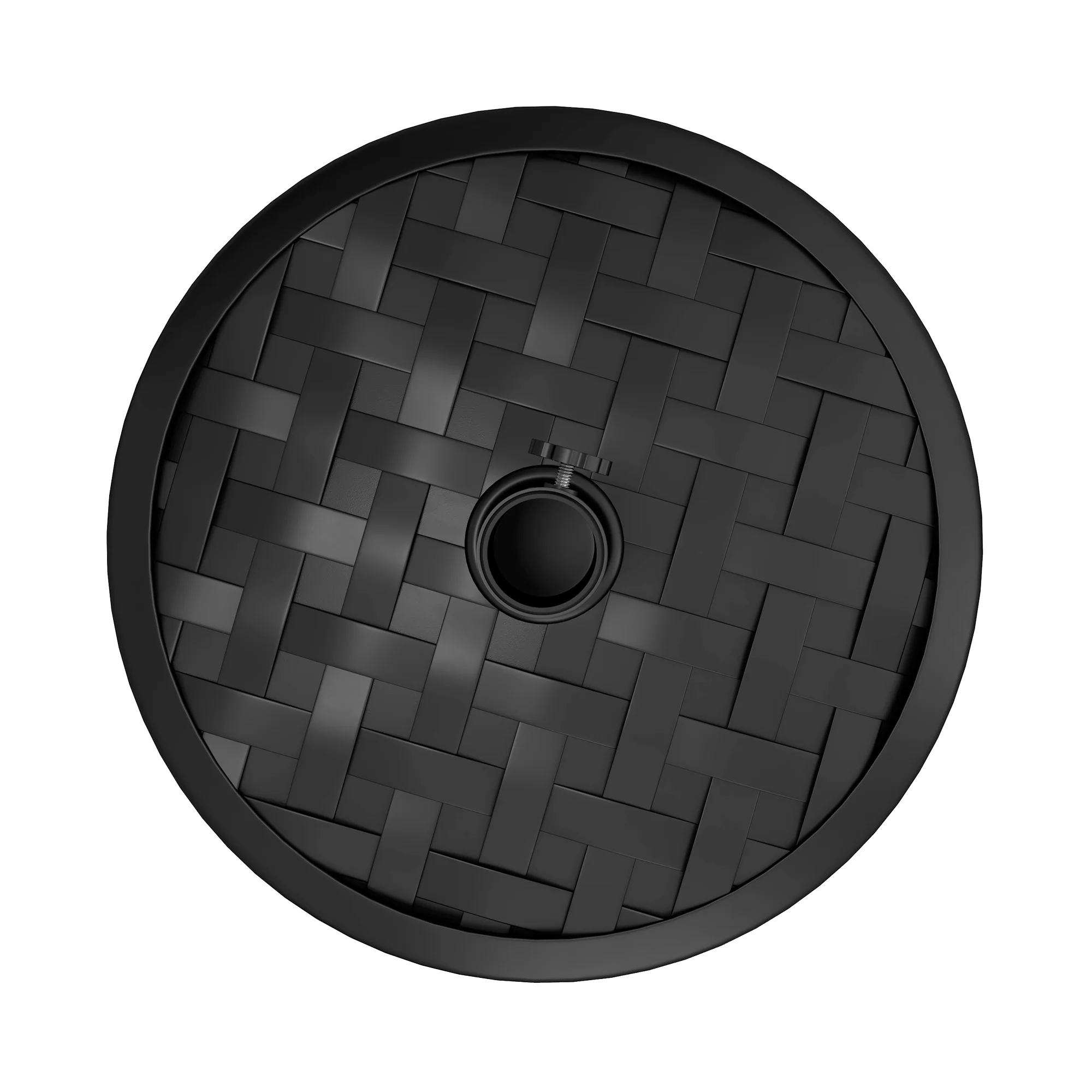 18kg Concrete Parasol Base with Rattan Effect, for 38, 48mm Poles, Black - Image 9