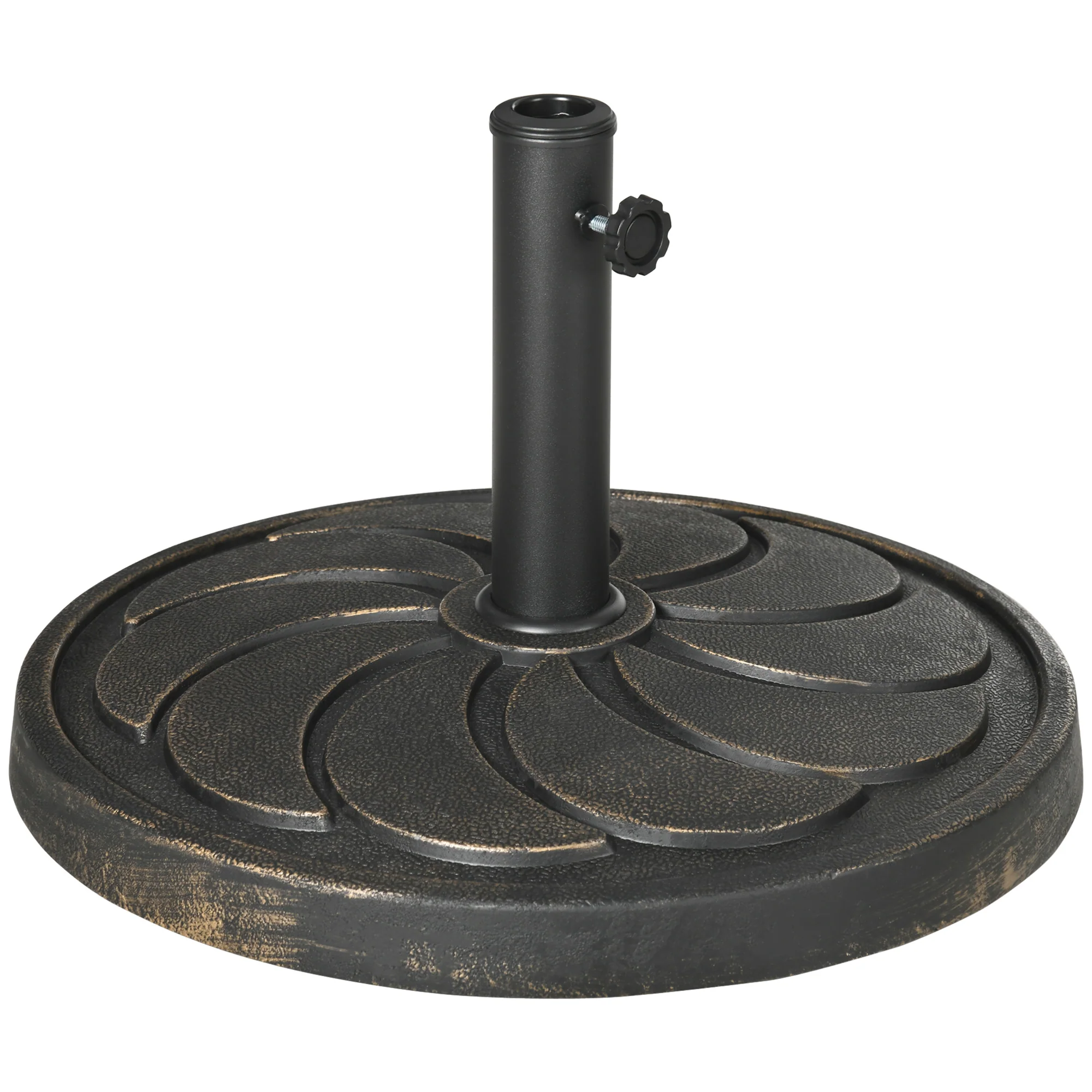 18kg Resin Garden Parasol Base, Round Umbrella Stand Weight for 38 to 48mm Poles, Bronze