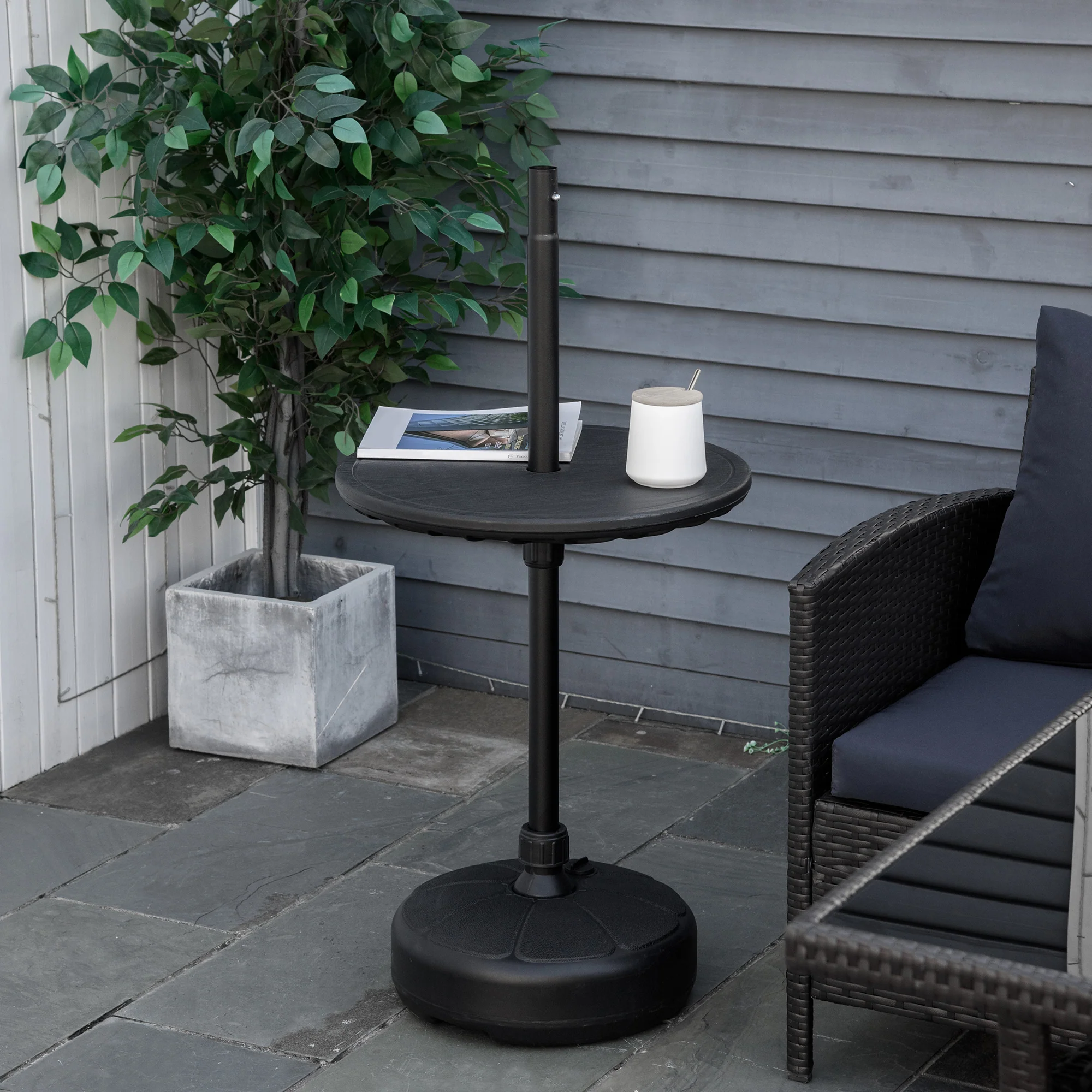 19.7" Round Umbrella Table Tray, Easy to Install, Black - Image 4