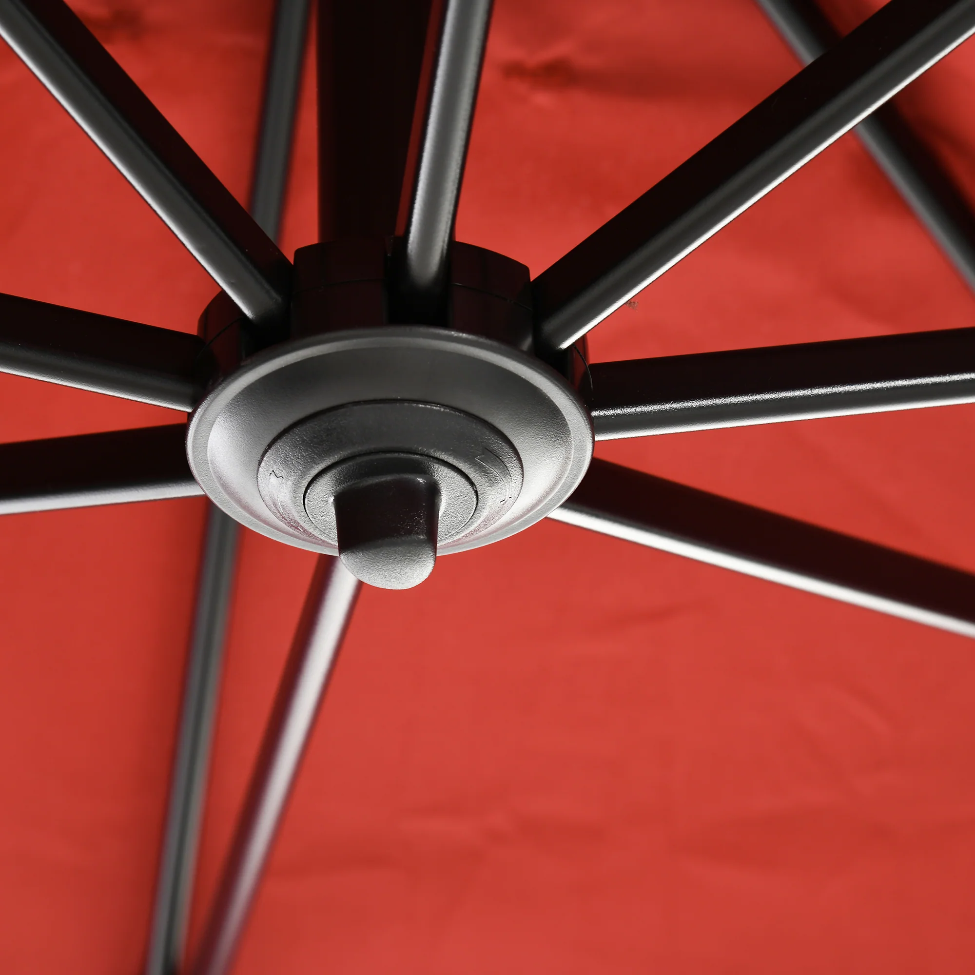 2.5 x 2.5m Aluminium Patio Offset Parasol with 360?? Rotation, Crank & Cross Base, Wine Red - Image 11