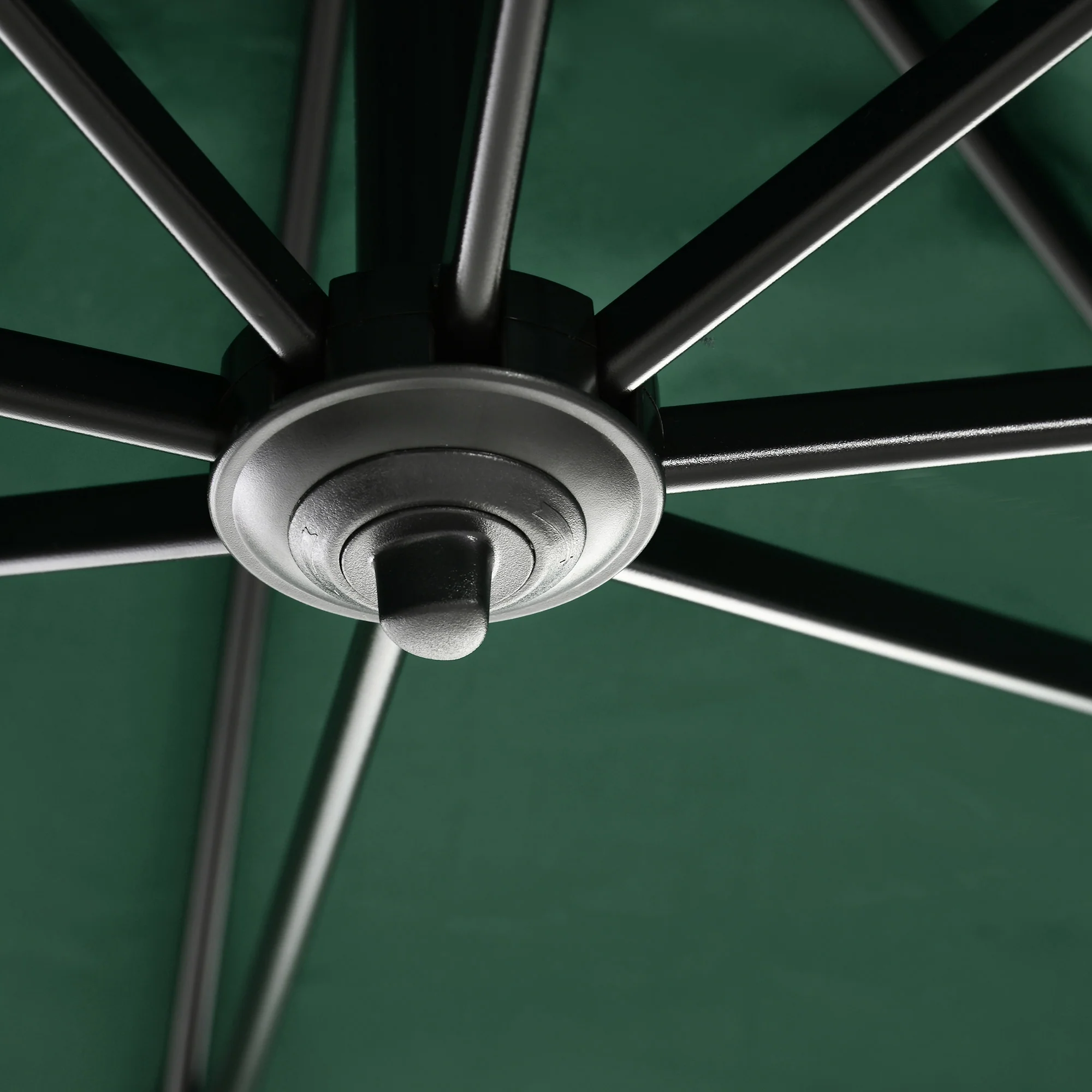 2.5 x 2.5m Aluminium Patio Offset Parasol with 360?? Rotation, Crank & Cross Base, Green - Image 11
