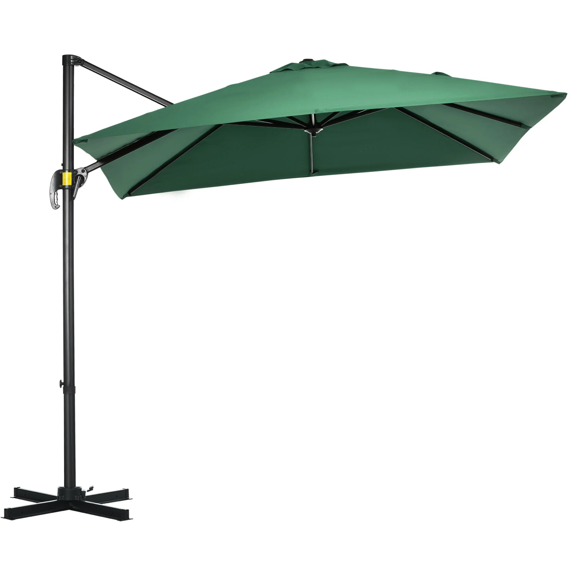 2.5 x 2.5m Aluminium Patio Offset Parasol with 360?? Rotation, Crank & Cross Base, Green - Image 2