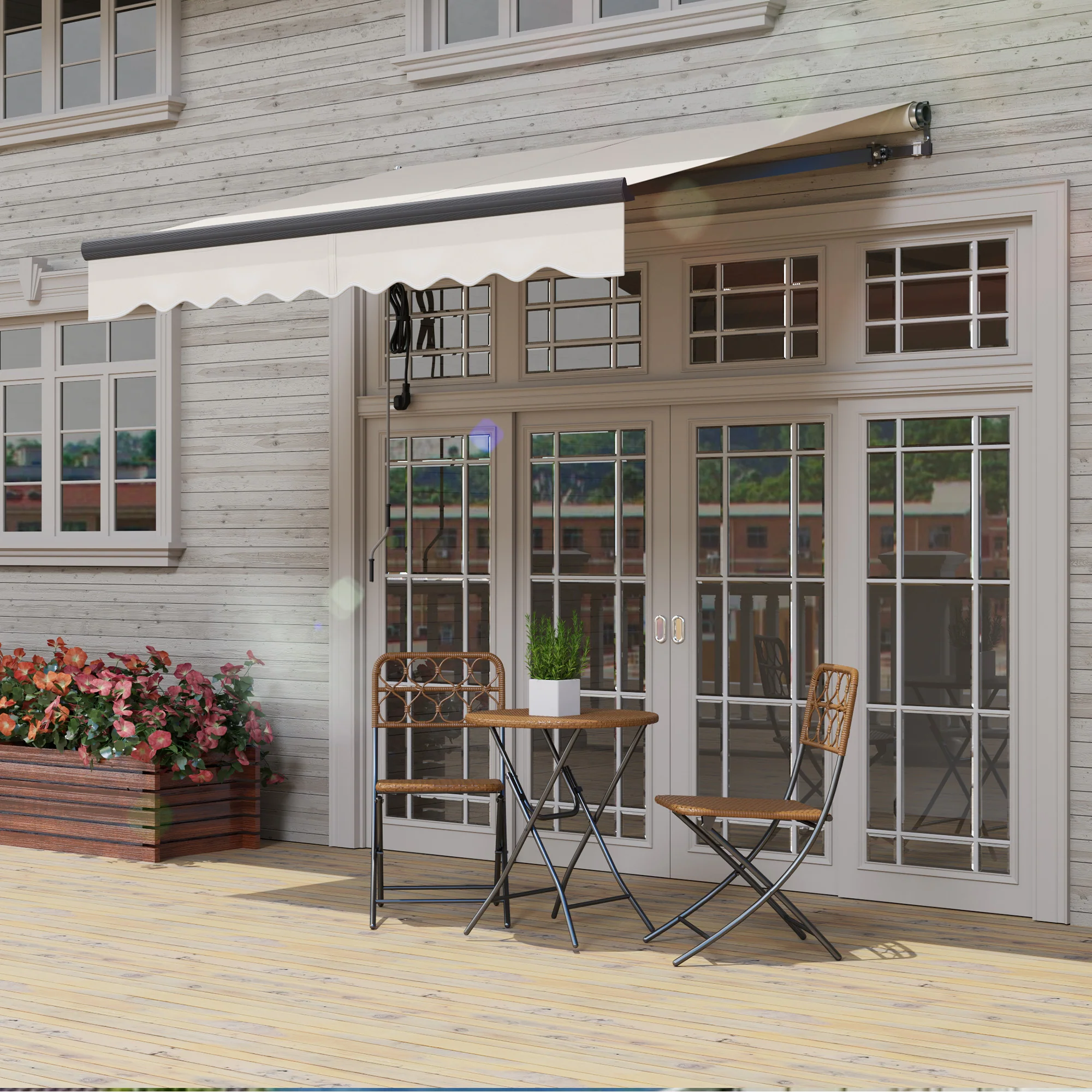 2.5 x 2m Electric Awning with Remote Controller for Garden Patio Door Window, Beige - Image 10