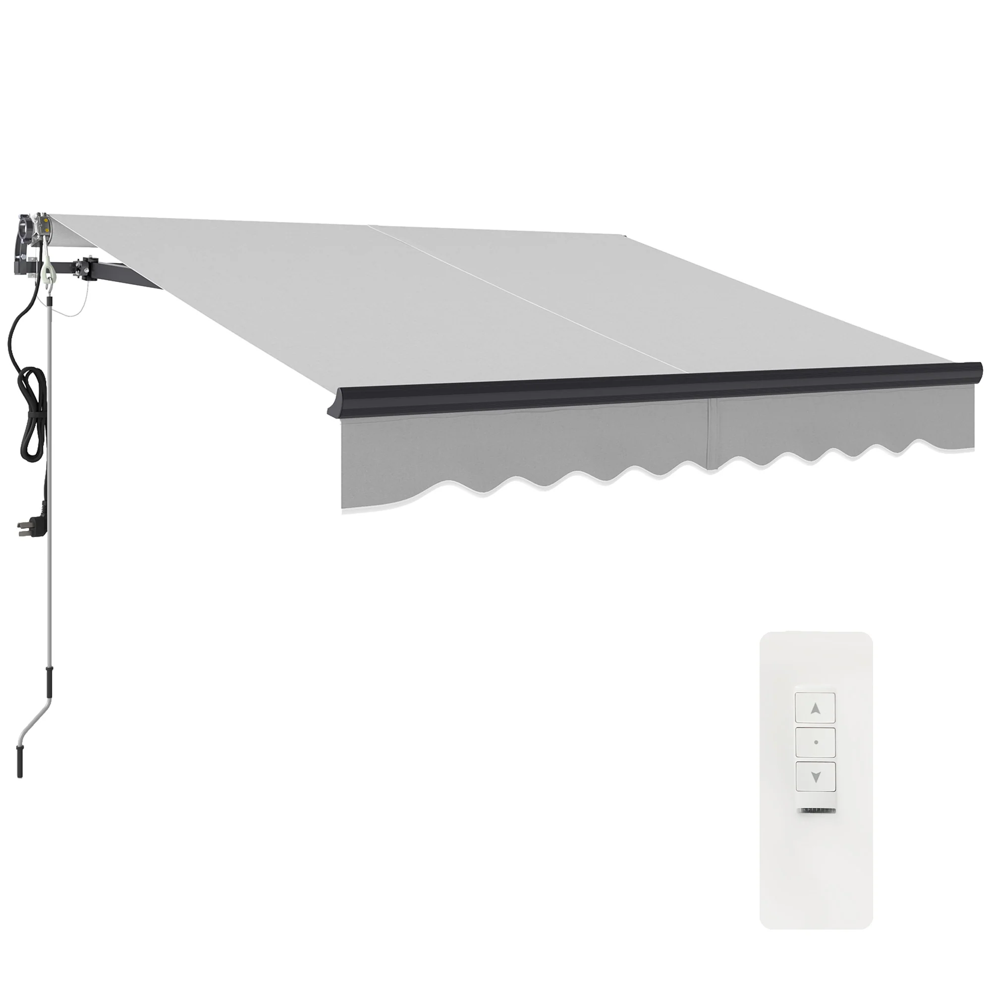 2.5 x 2m Electric Awning with Remote Controller for Garden Patio Door Window, Light Grey