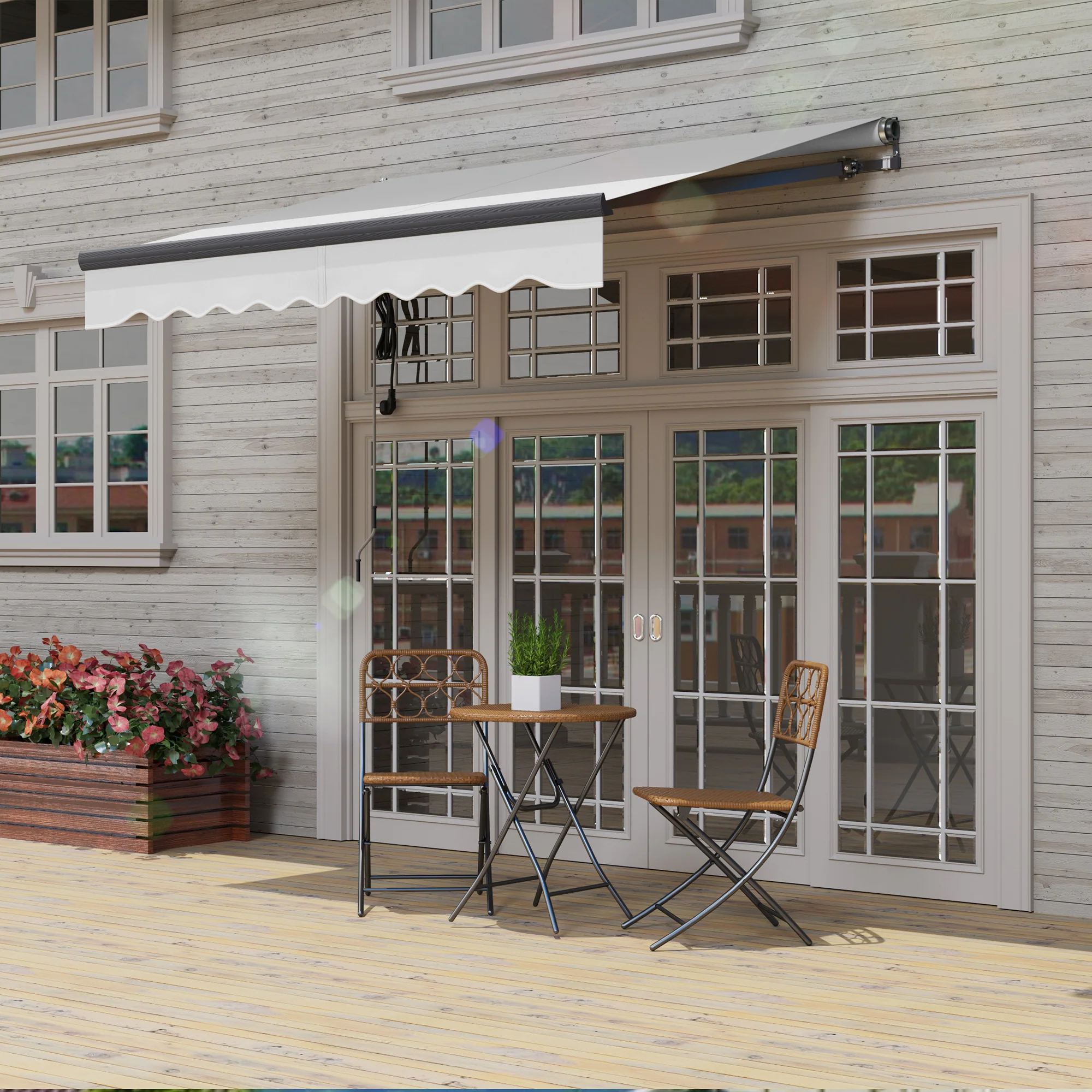 2.5 x 2m Electric Awning with Remote Controller for Garden Patio Door Window, Light Grey - Image 10