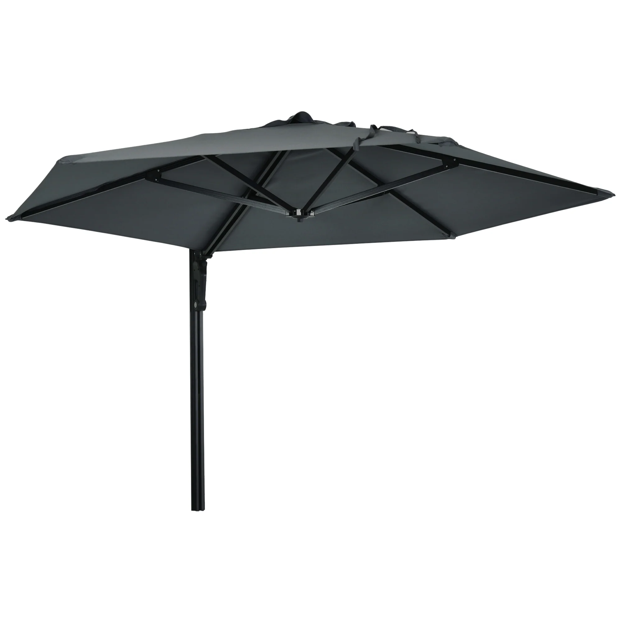 2.5m Wall Mounted Parasol with 180 Degree Rotatable Canopy for Porch, Deck, Garden, Dark Grey