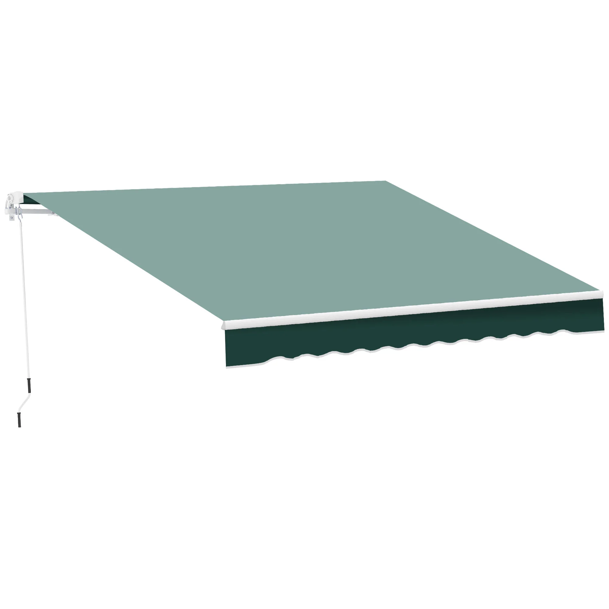 2.5 x 2m Manual Retractable Awning Canopy with Winding Handle for Patio, Green
