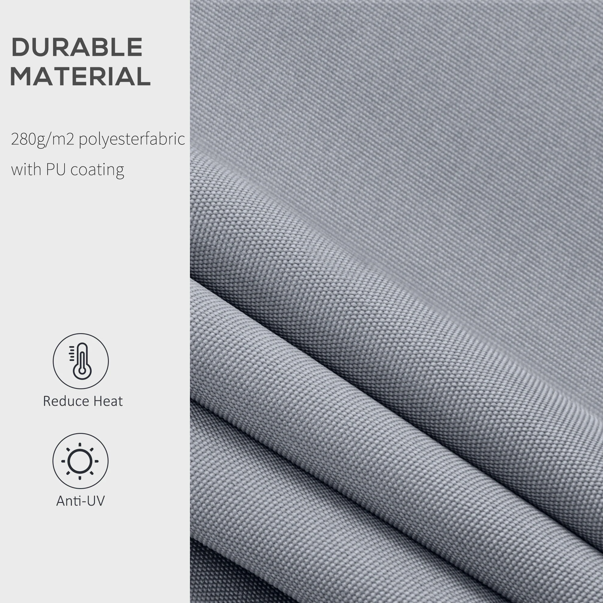 2.5 x 2m Manual Retractable Awning Canopy with Winding Handle for Garden, Patio, Grey - Image 6
