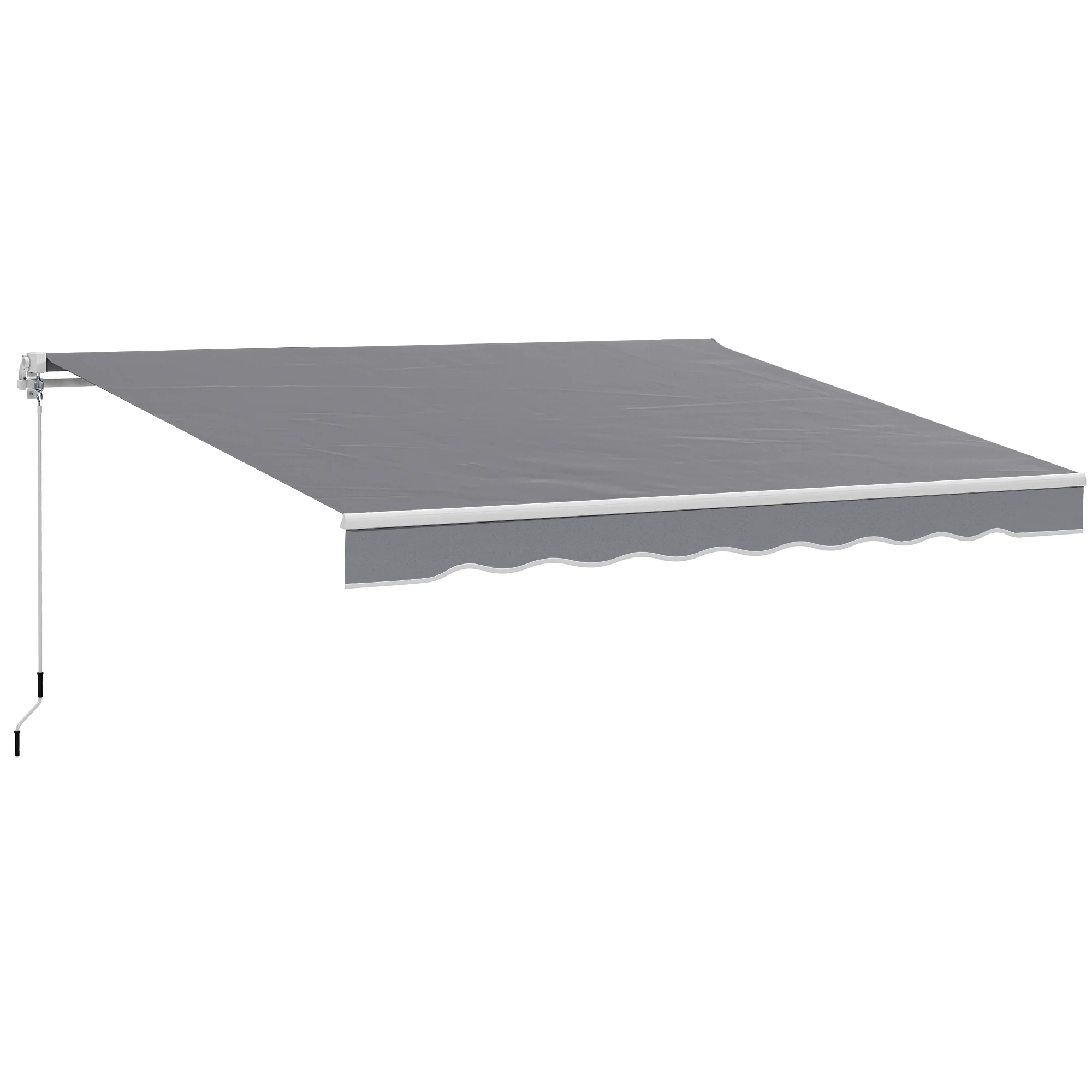 2.5m x 2m Retractable Awning, DIY Garden Awning Canopy, Anti-UV Sun Shade Shelter with Aluminium Frame and Crank Handle, Dark Grey - Image 12