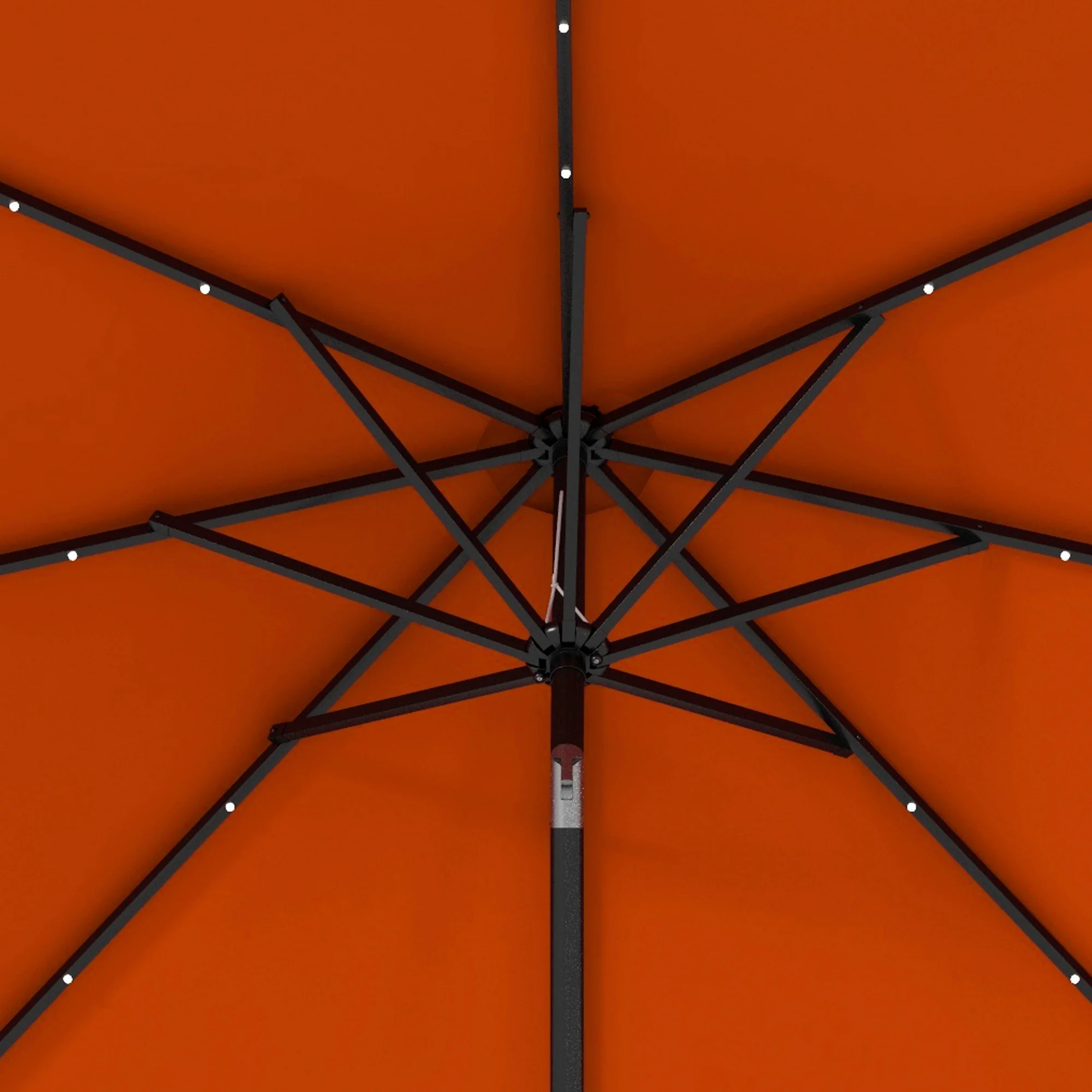 2.7m Patio Garden Parasol, Outdoor Umbrella with Tilt Crank & 24 LEDs Lights, Orange - Image 11