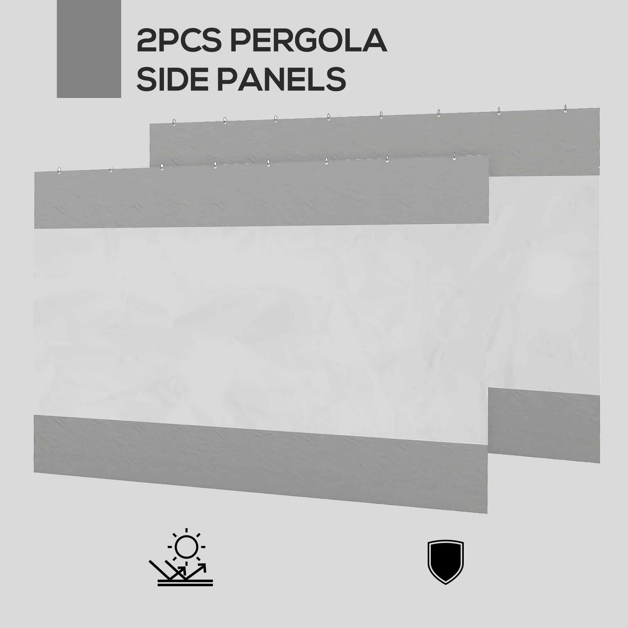 2 Pack Pergola Gazebo Curtains with Large Windows and Zipped Doors for 10' x 10' Pergola, Grey - Image 6