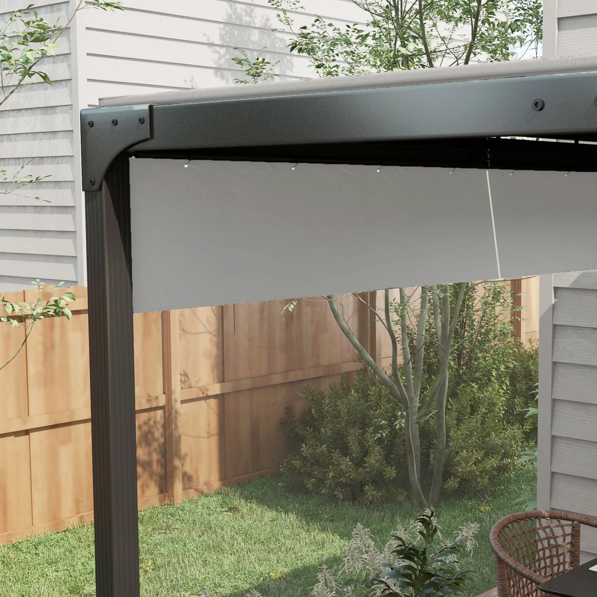 2 Pack Pergola Gazebo Side Panels with Large Window, for 3m Long Garden Pergola, Grey - Image 11