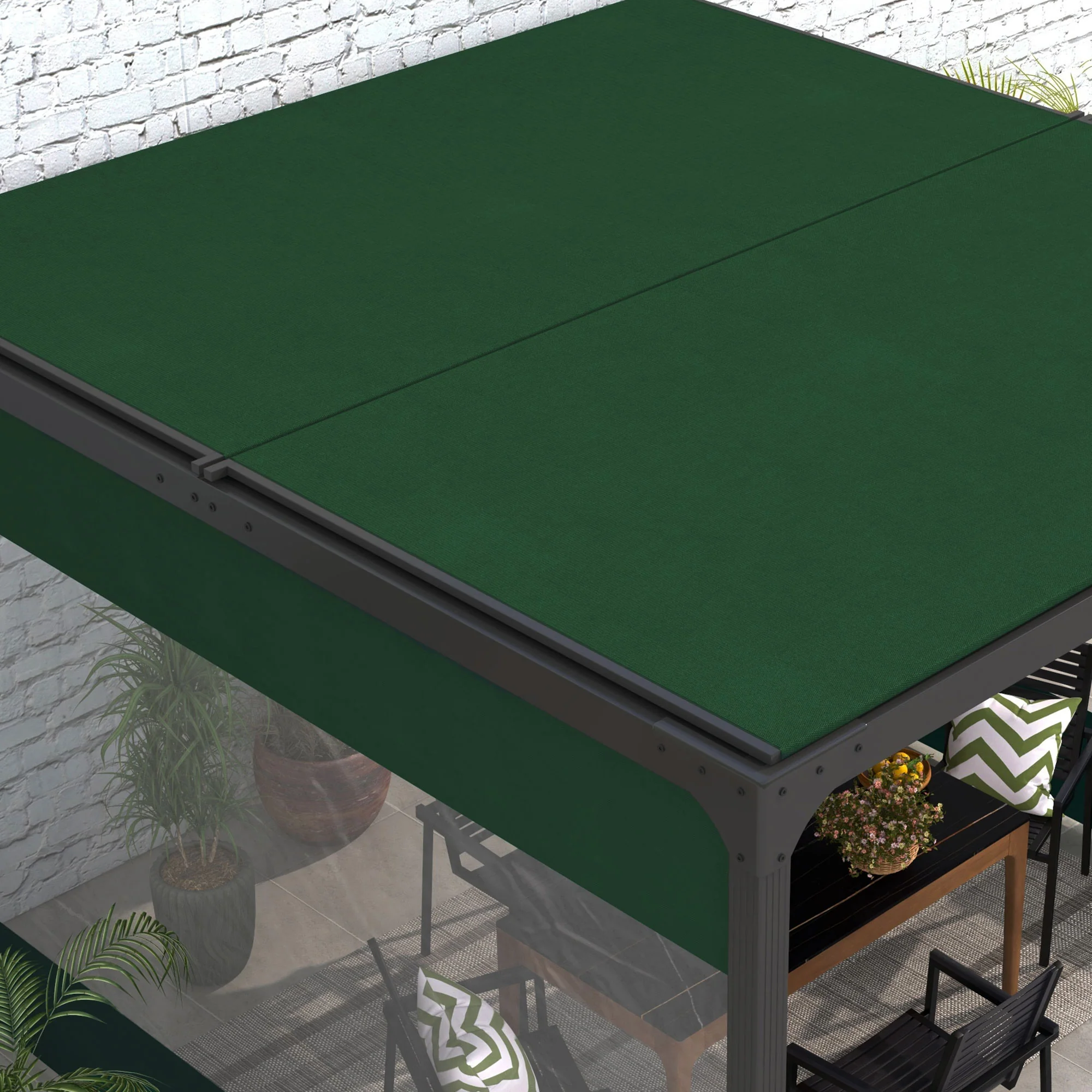 2 Pack Pergola Gazebo Side Panels with Large Window, for 3m Long Garden Pergola, Green - Image 10