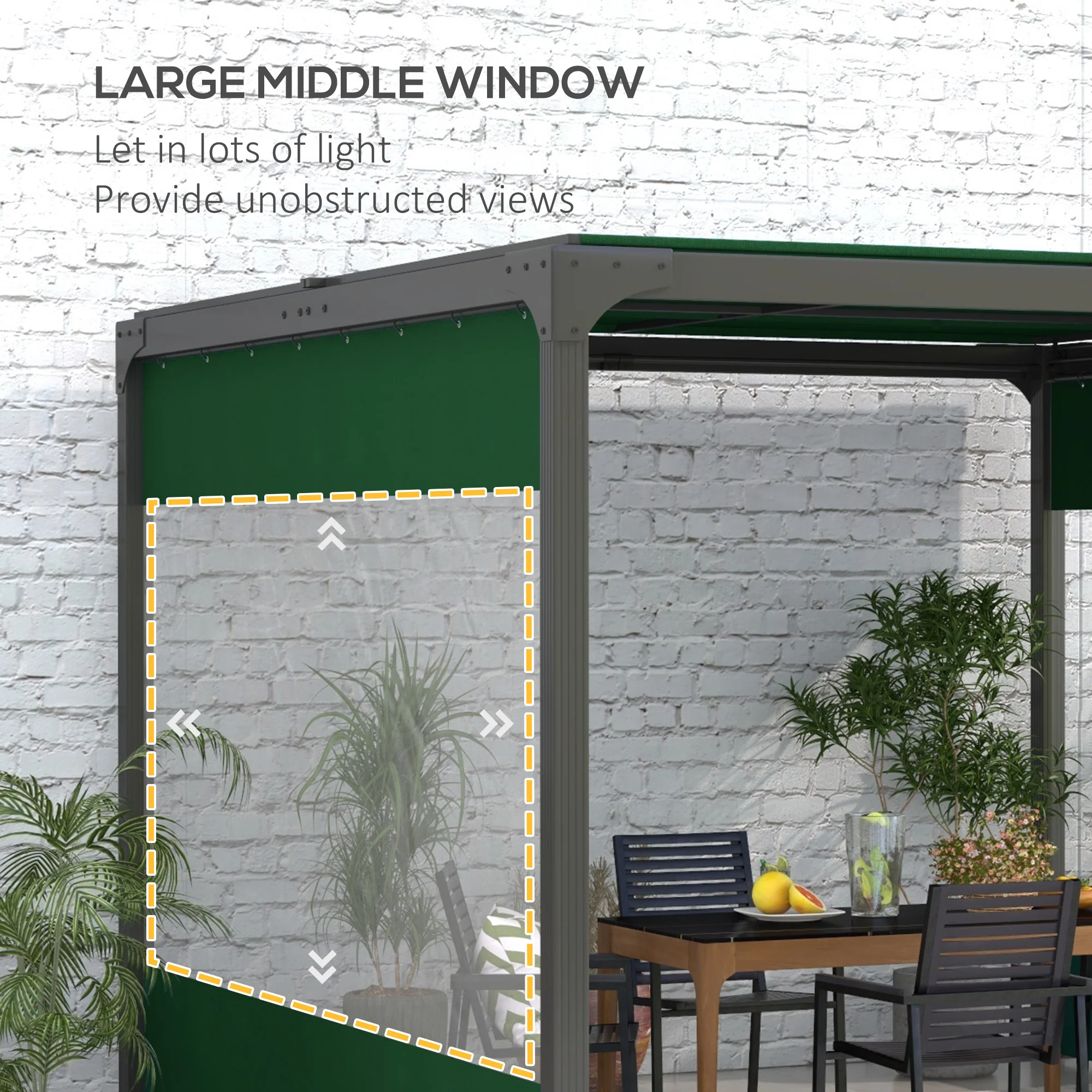 2 Pack Pergola Gazebo Side Panels with Large Window, for 3m Long Garden Pergola, Green - Image 7