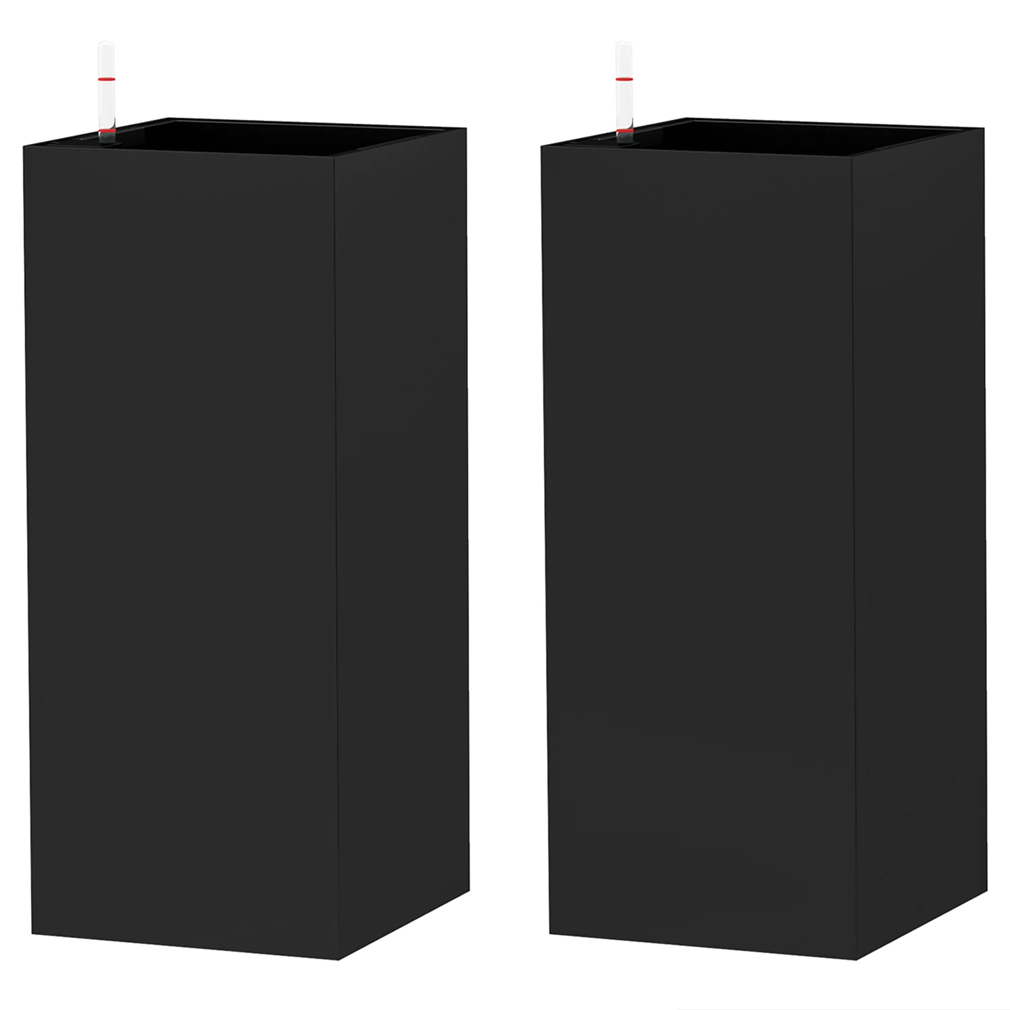 26" Plastic Planter Box 2-Pack with Water Level Indicator, Drainage Hole and Plug, Black - Image 2