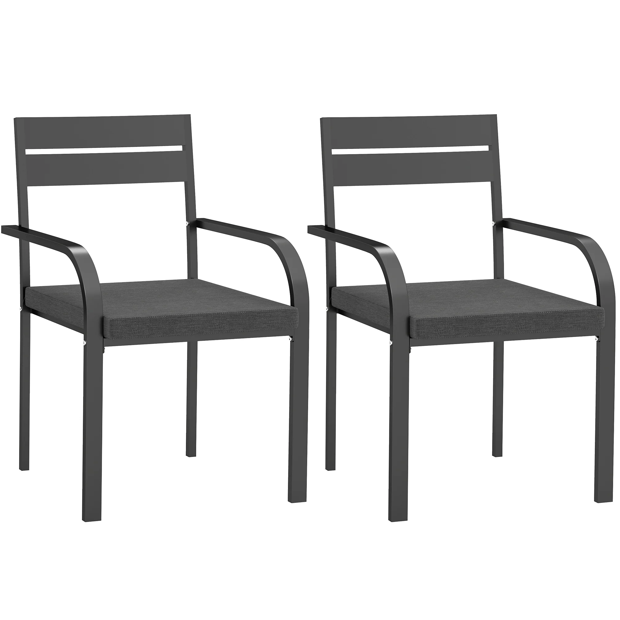 2 Piece Outdoor Dining Chairs w/ Aluminum Frame & Soft Cushion for Deck & Poolside, Grey - Image 12