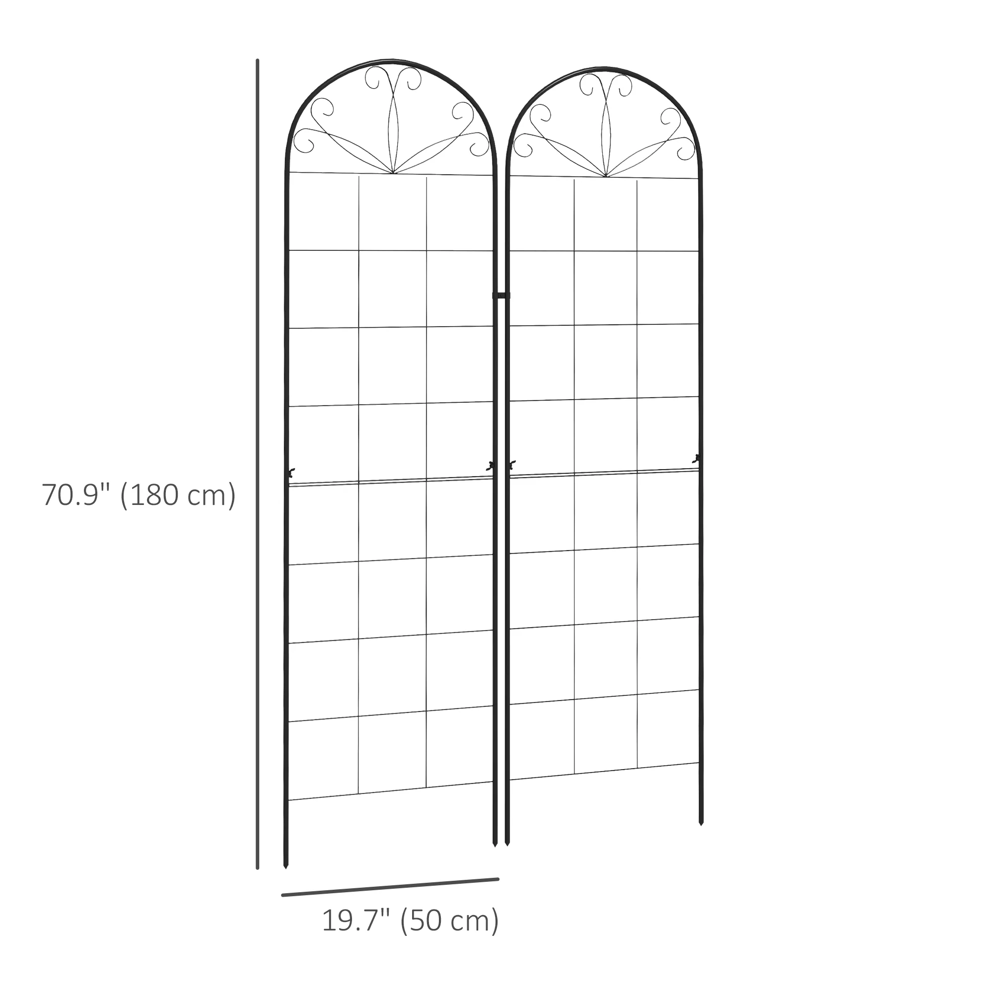 2 Pack 71" x 20" Metal Garden Trellis for Climbing Plants with Vine Design - Image 5