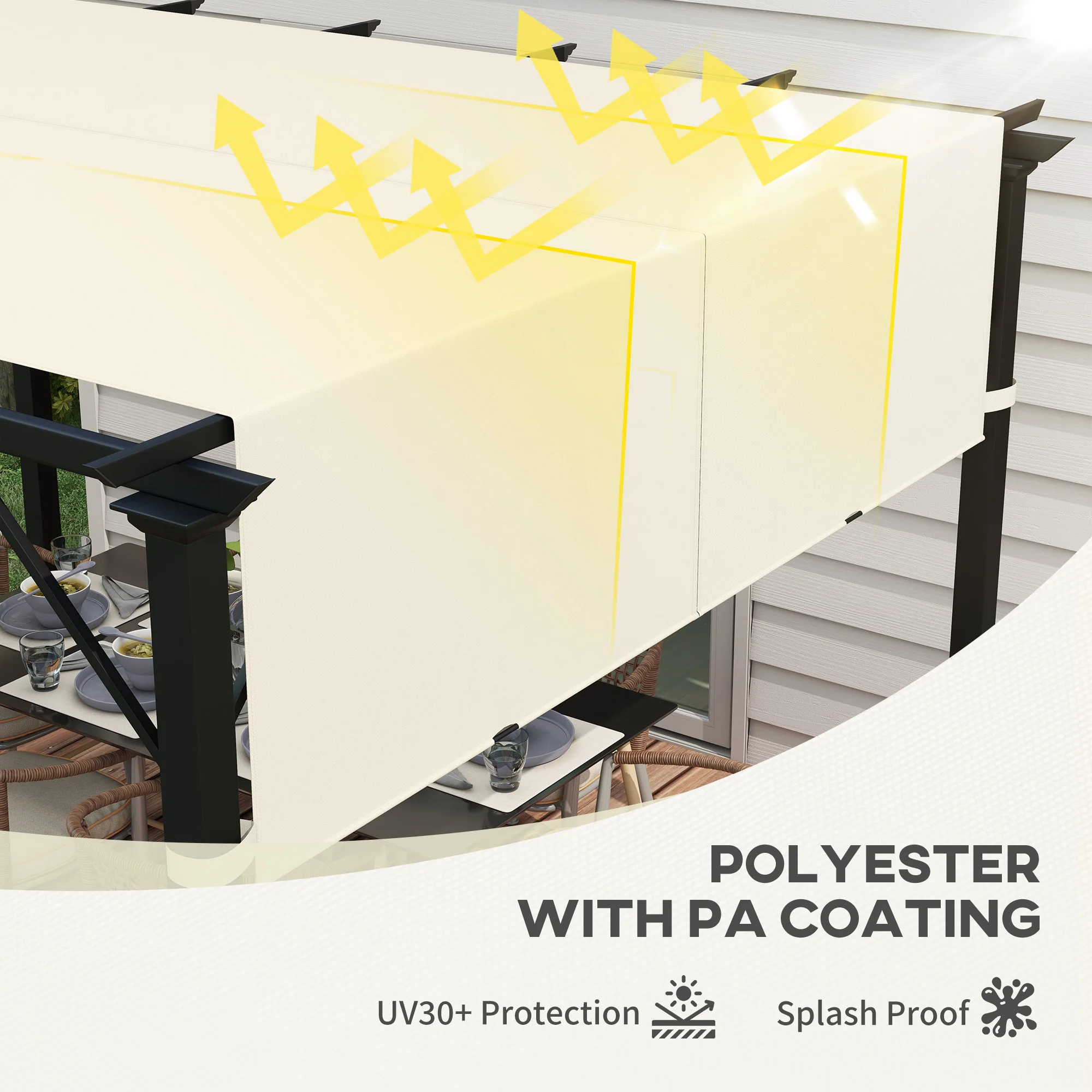 2 PCS UV Protection Pergola Cover, Easy to Install, for 3 x 3m Pergola, Cream White - Image 7