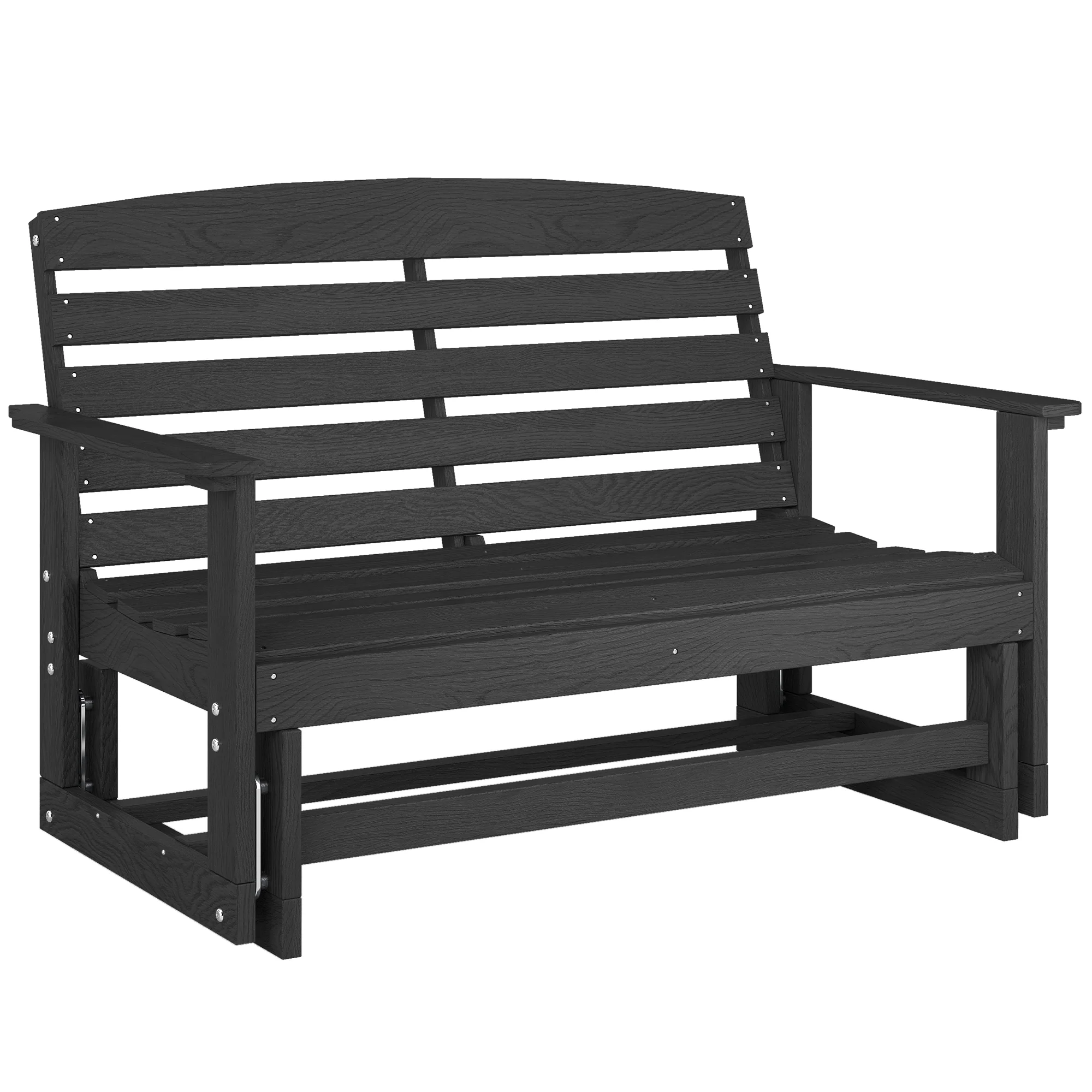 2-Person Patio Double Swing Rocking Chair Loveseat w/ Slatted HDPE Frame, Distressed Black - Image 12