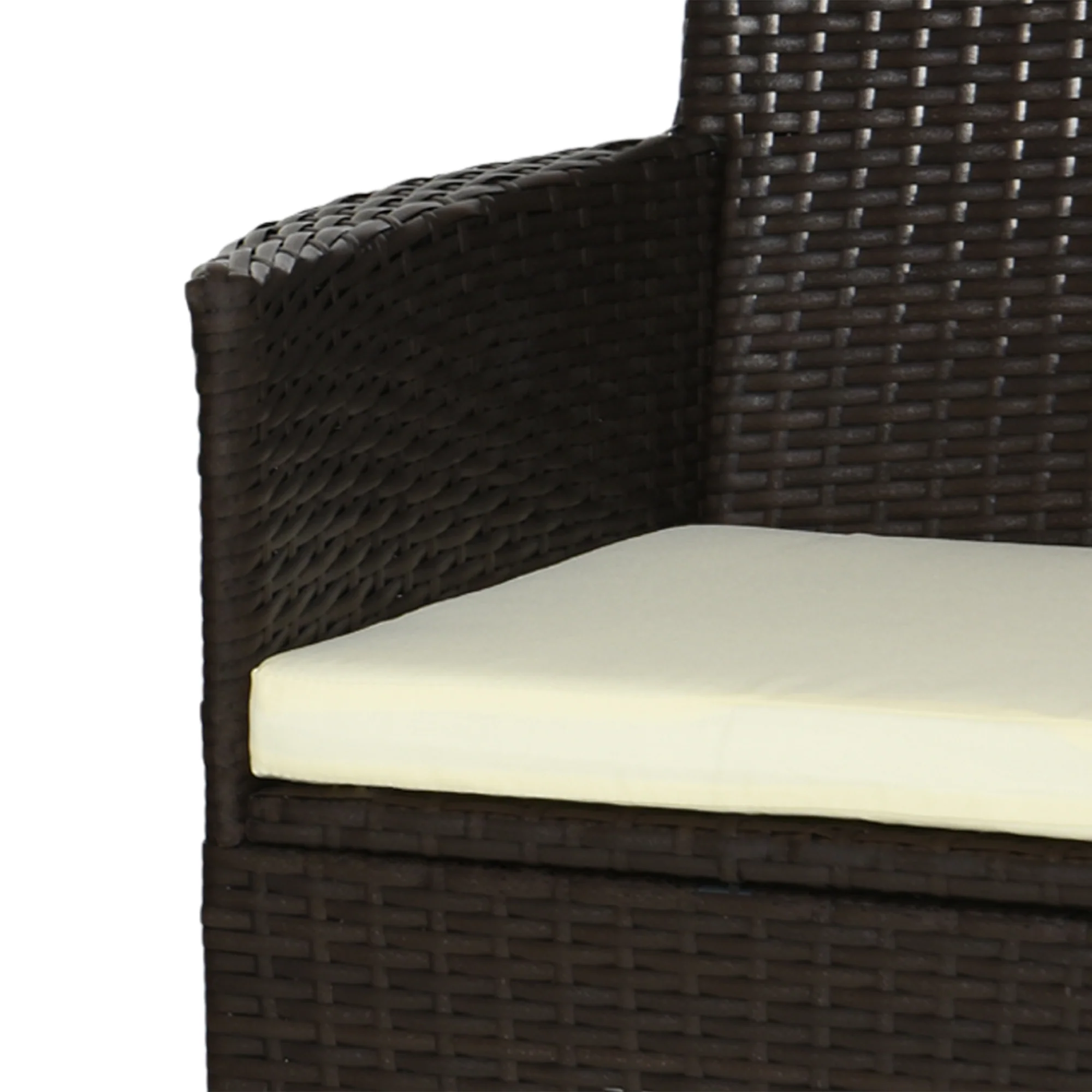 2 Pieces Outdoor PE Rattan Dining Chairs Set with Cushion, Garden Armchair with Armrests, High Backrest, Metal Frame Patio Wicker Furniture, Coffee - Image 9