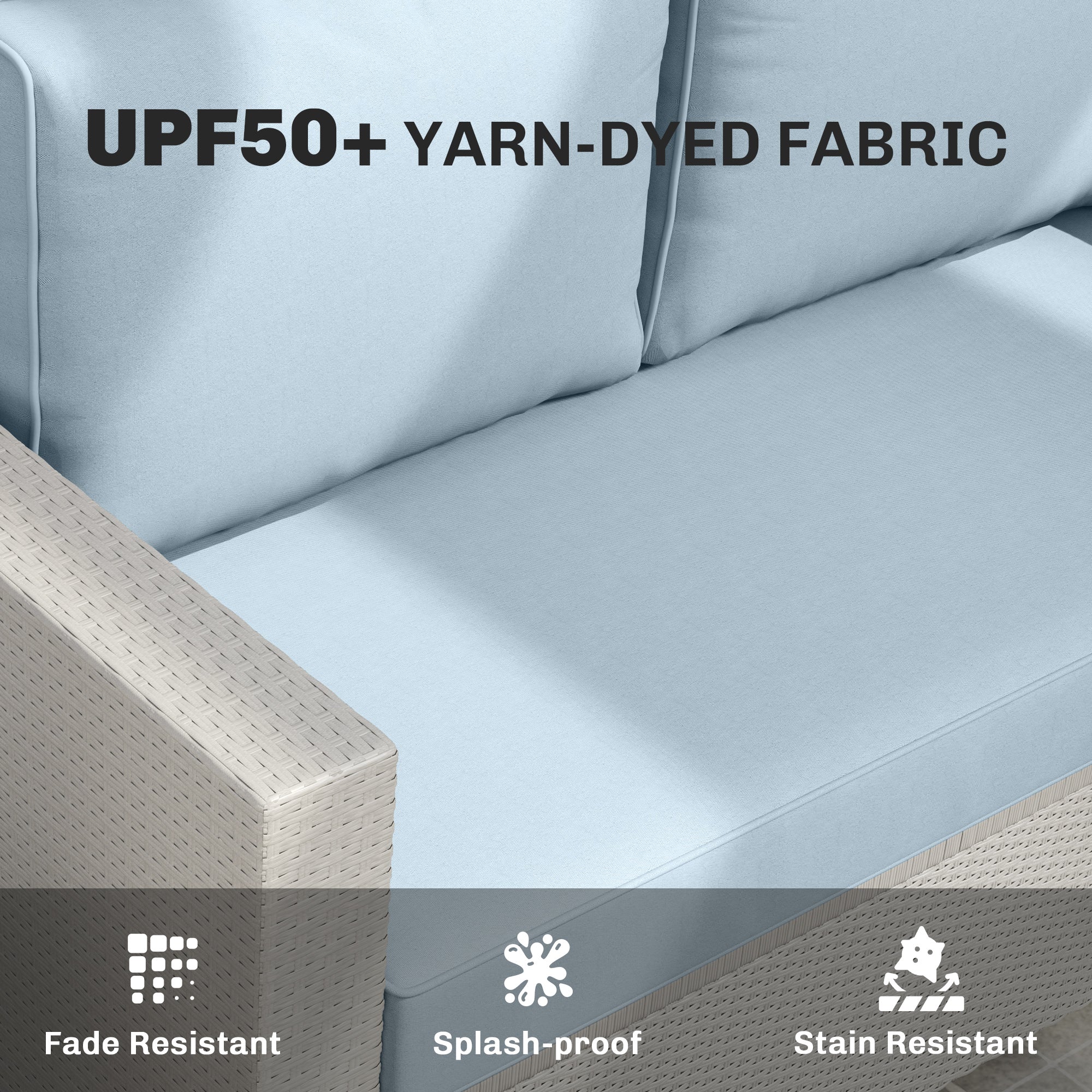 Outdoor Seat Cushions with Backrest, Loveseat Double Sofa Outdoor Furniture Cushions, Light Blue - Image 7