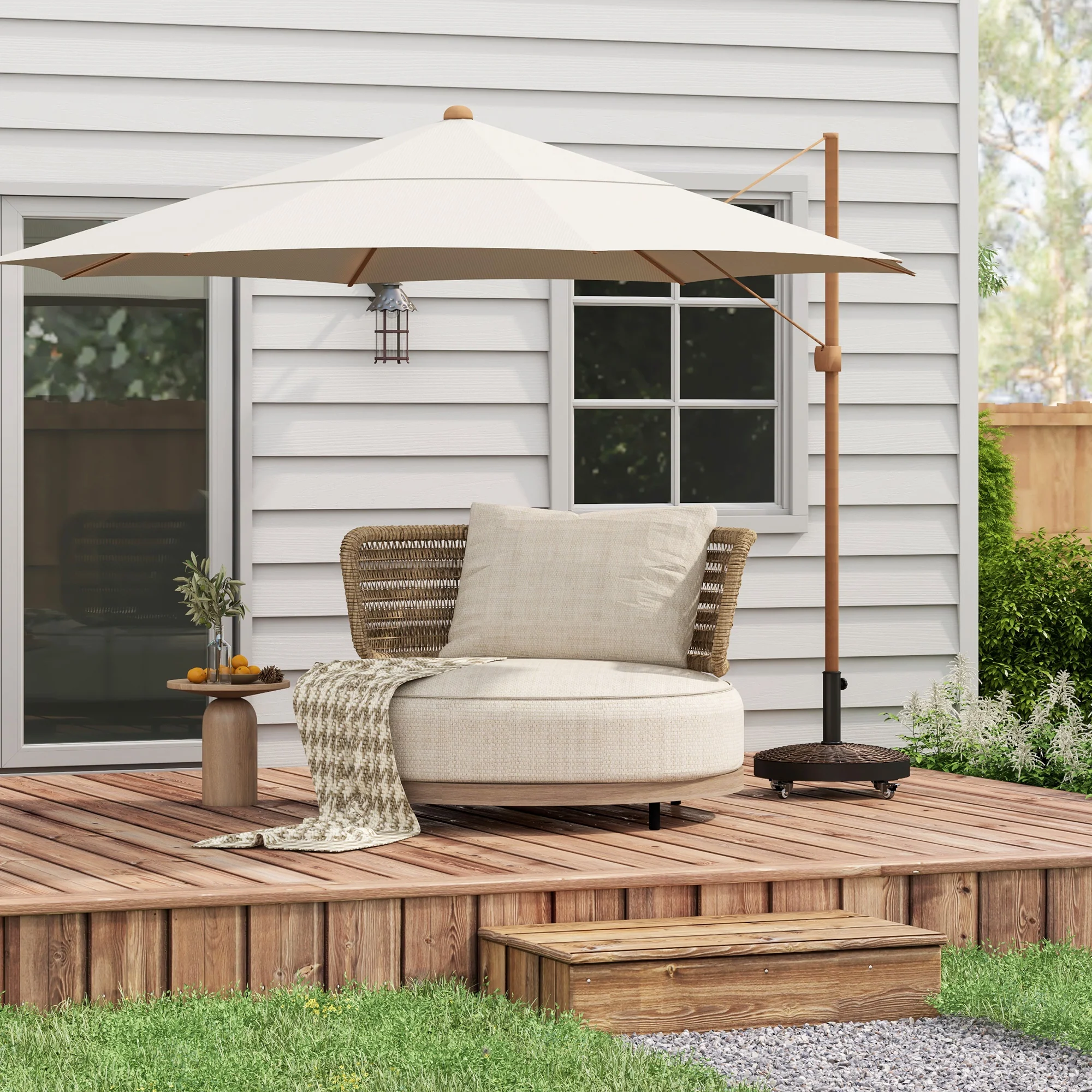 20.5" 50lb Round Resin Umbrella Base with Braked Wheels, Bronze - Image 10