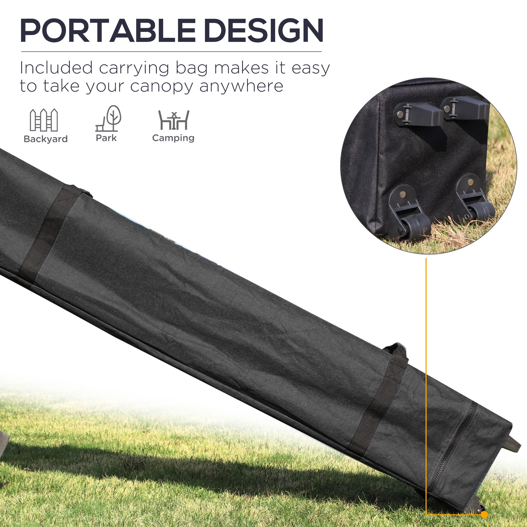 20' x 10' Pop-Up Canopy Tent with Removable Sidewalls, Includes Sand Weights & Carry Bag, Black - Image 7