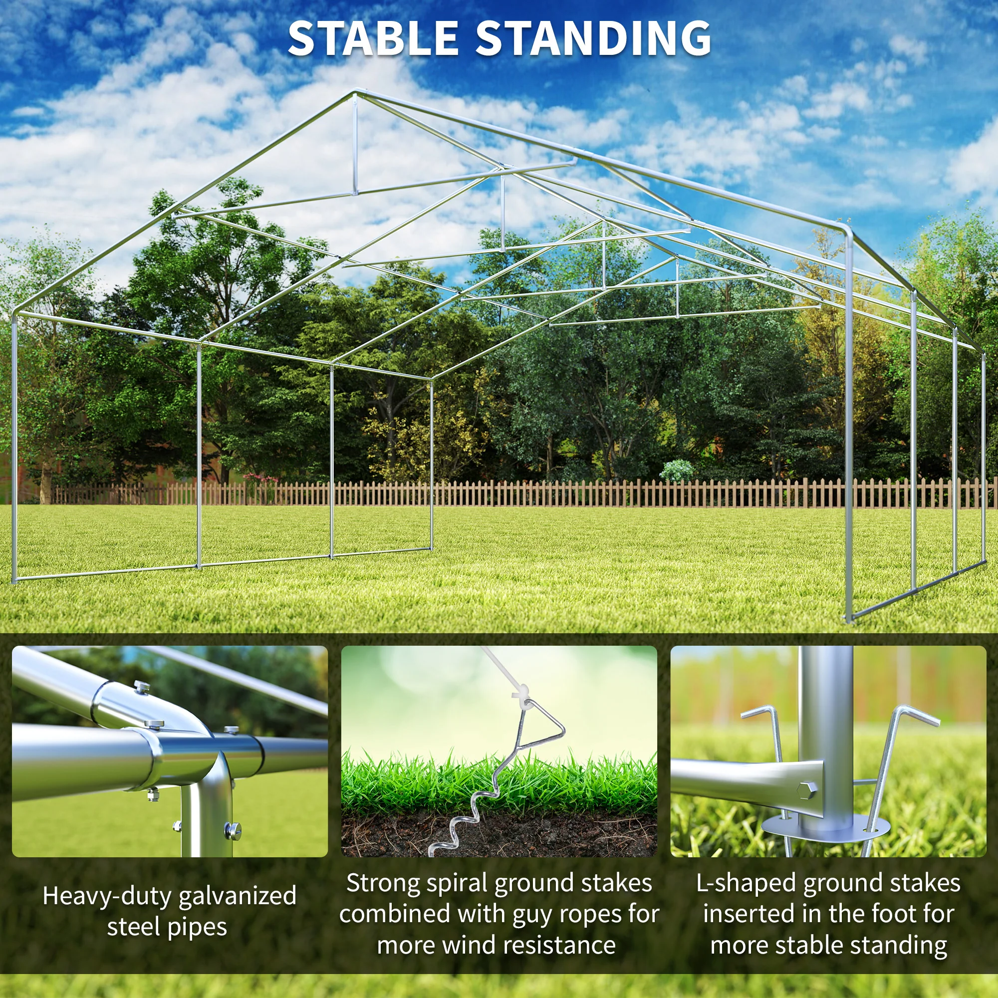 20' x 20' Heavy Duty Party Tent with Removable Sidewall, White - Image 7