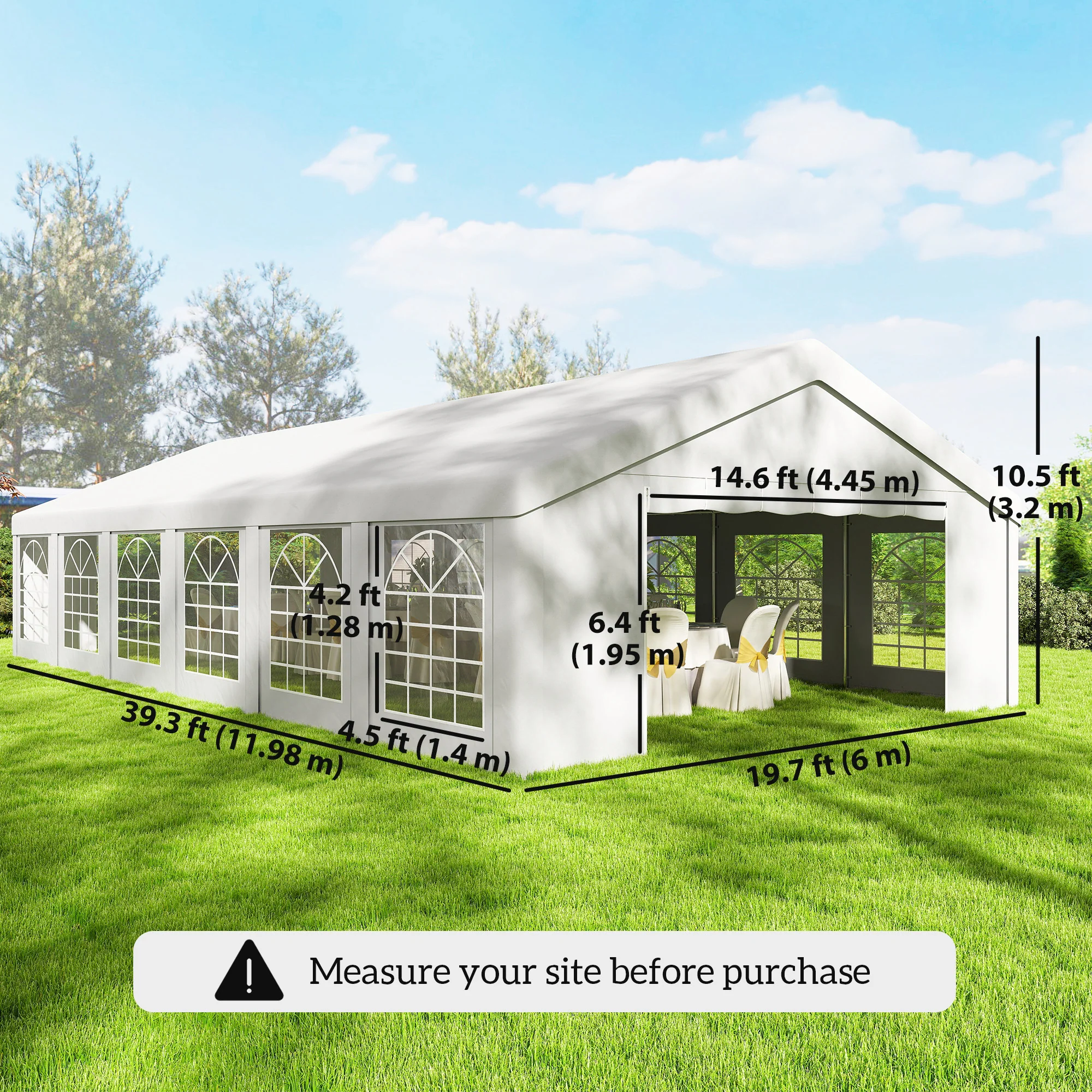 20' x 40' Party Tent, Outdoor Canopy Tent with 12 Removable Window Sidewalls for Parties, Wedding, Events, BBQ - Image 5