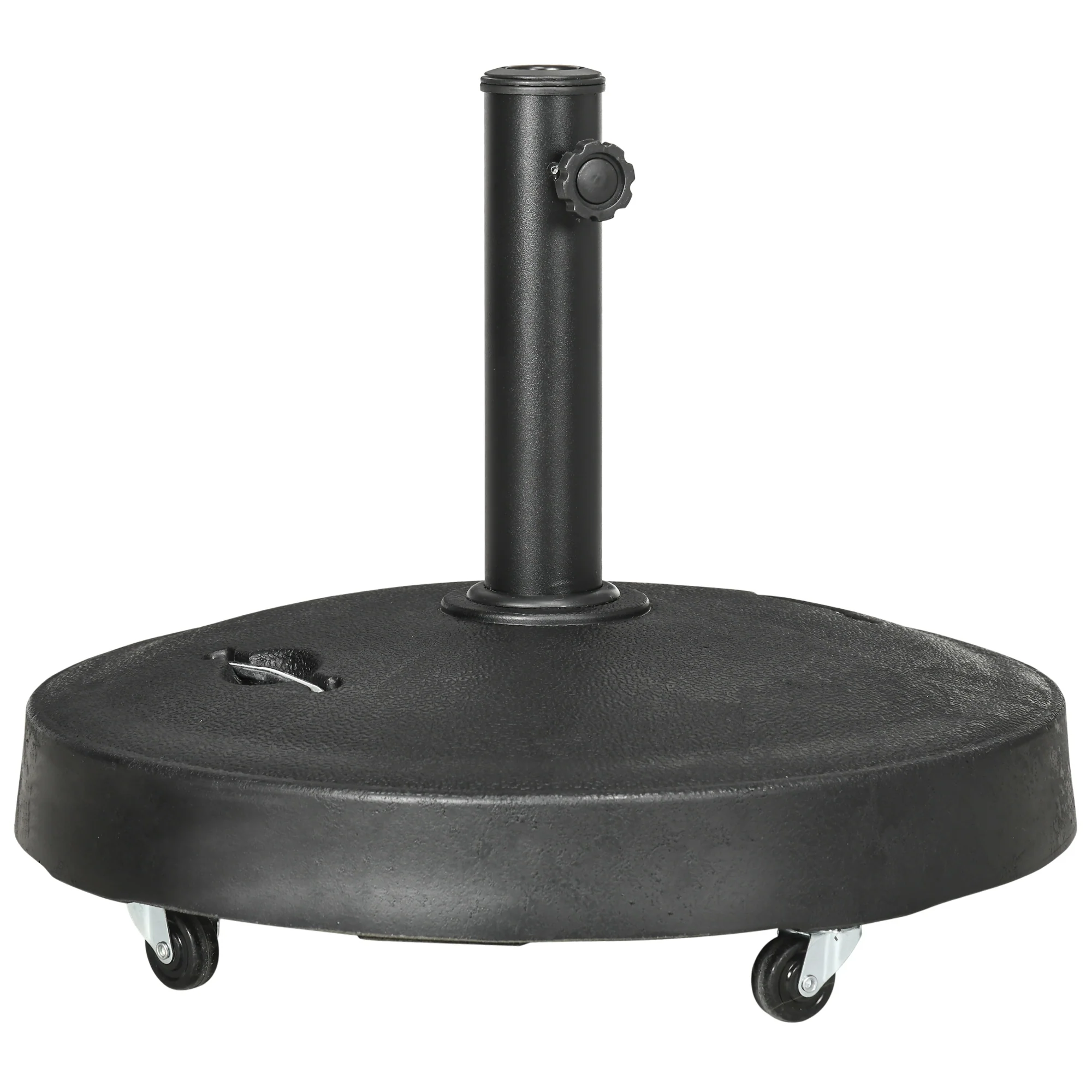 23.5kg Garden Parasol Base with Wheels & Retractable Handles, for 38 to 48mm Poles, Black