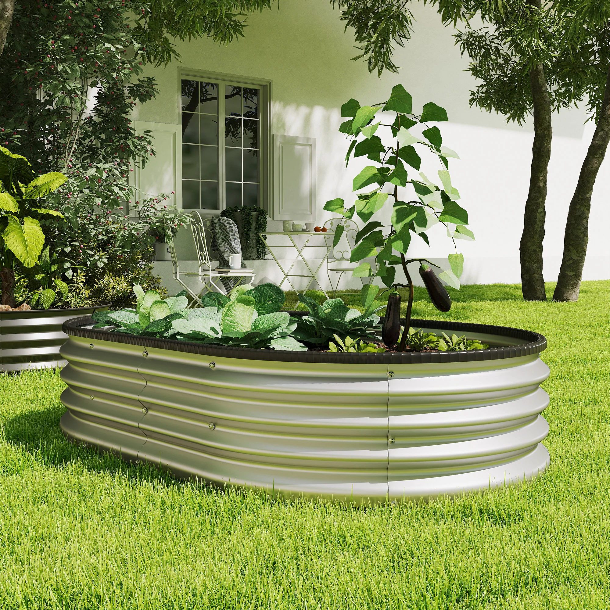 2Pcs Galvanized Raised Garden Bed, 5 x 3 x 1 ft Modular Metal Garden Beds with Rubber Strip Edging, Silver - Image 11