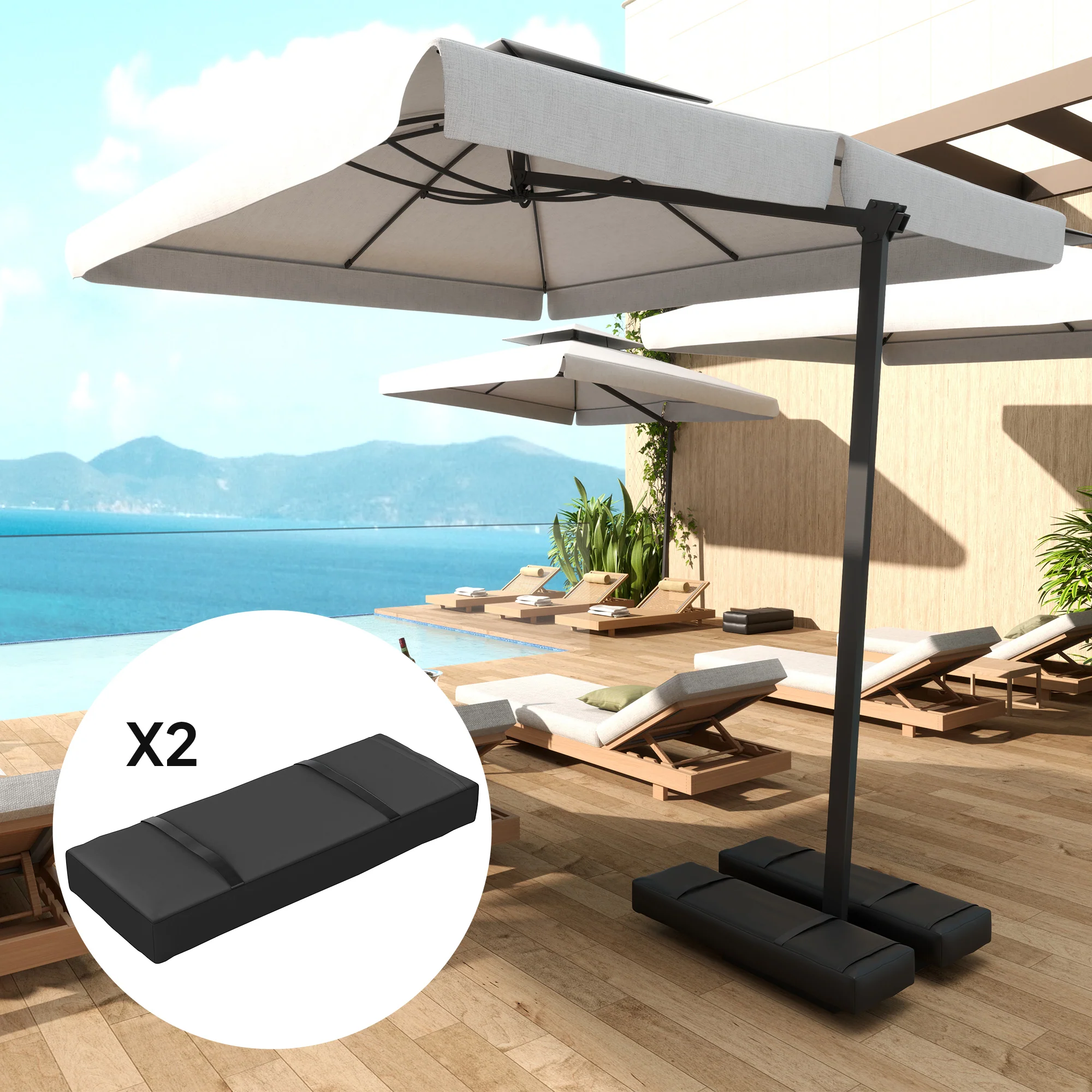 2-Pack Umbrella Weight Bags,Holds 33lbs Sand Each, Black - Image 10