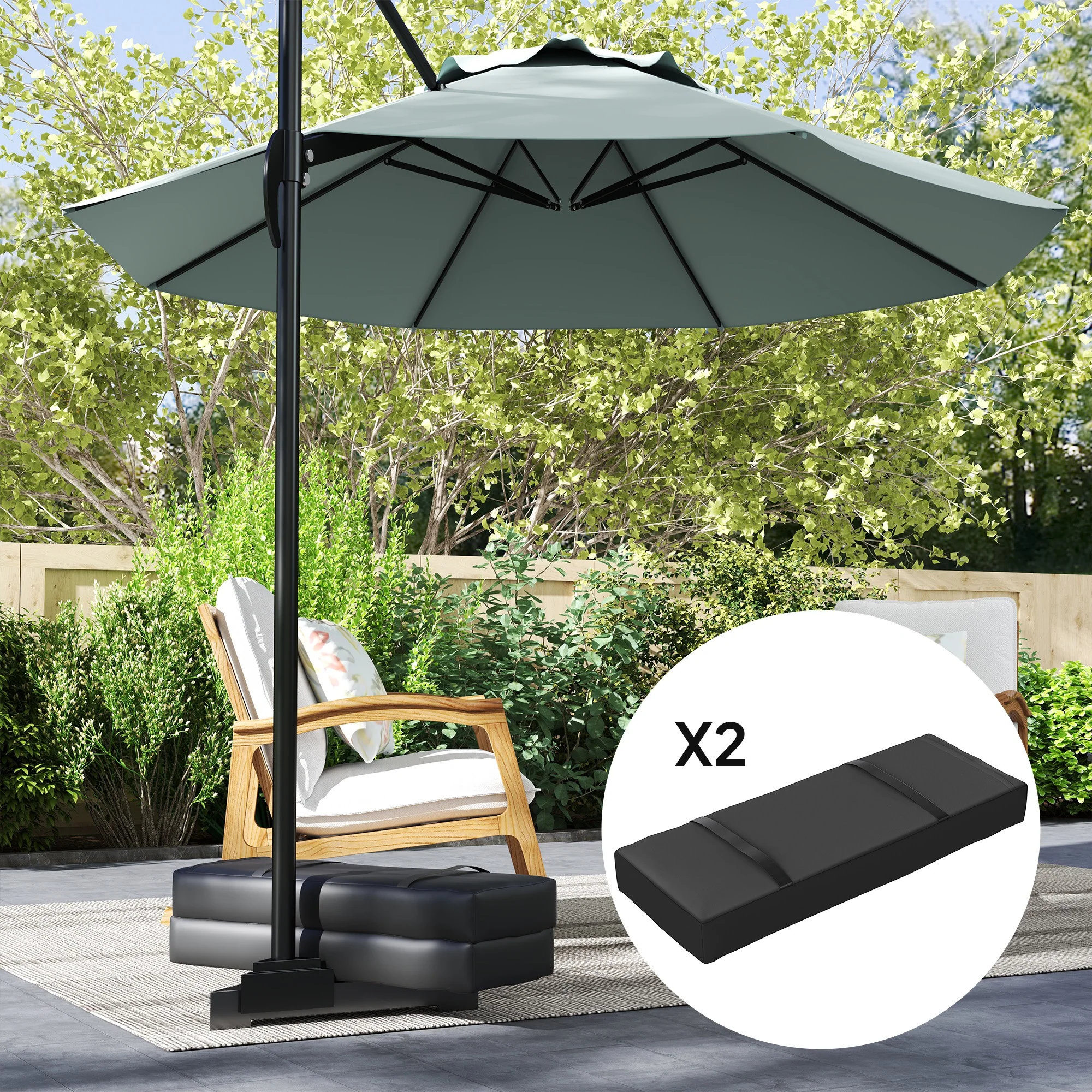 2-Pack Umbrella Weight Bags,Holds 33lbs Sand Each, Black - Image 9
