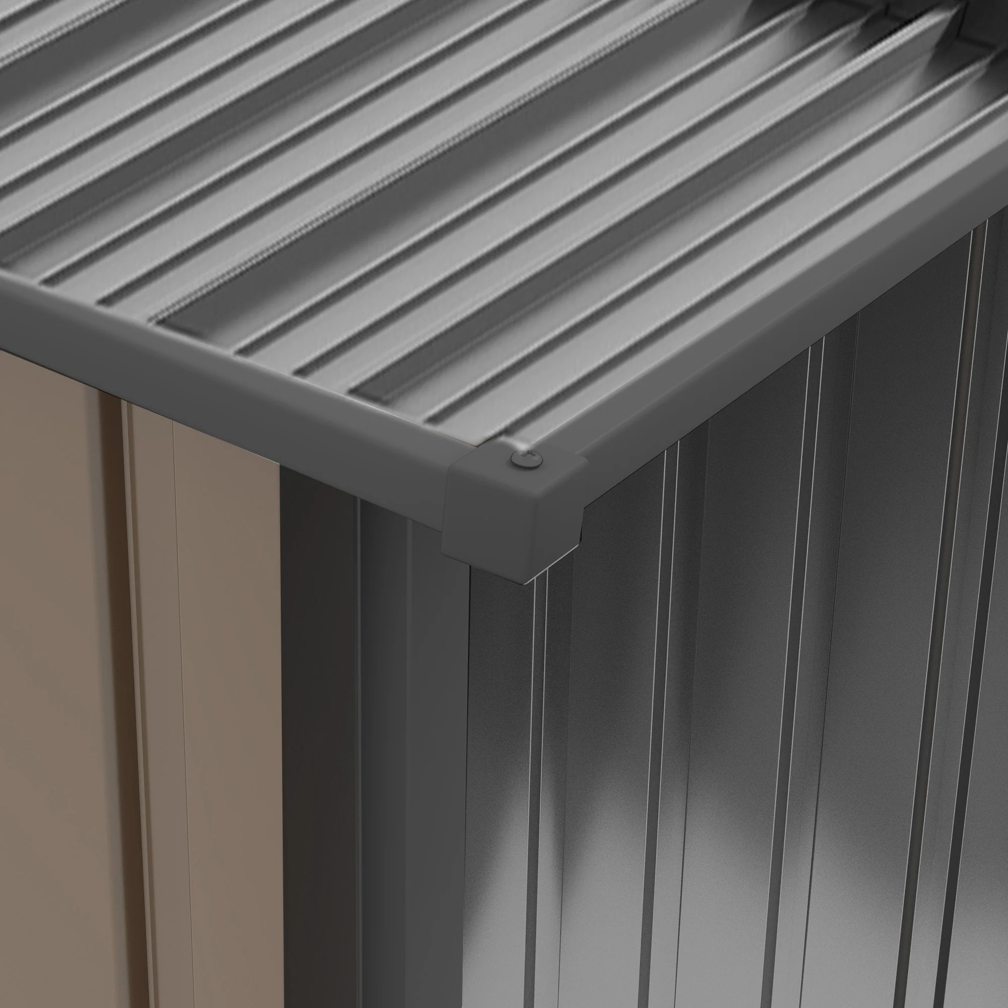 3.3 x 3.4ft Lean to Metal Storage Shed with Single Lockable Door for Outdoor Tool Storage Use, Brown - Image 10