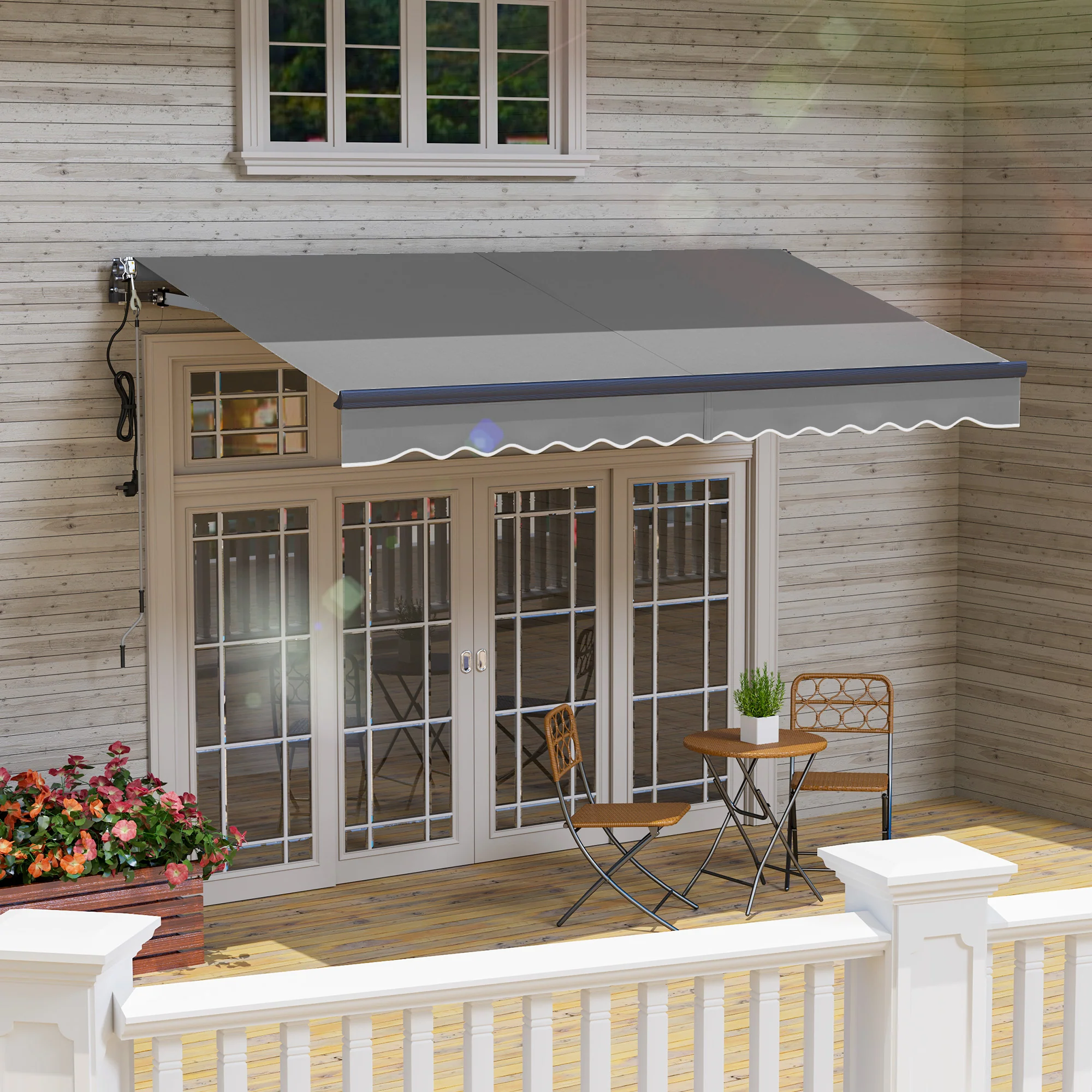 3.5 x 3m Electric Awning with Remote Controller for Garden Patio Door Window, Dark Grey - Image 10
