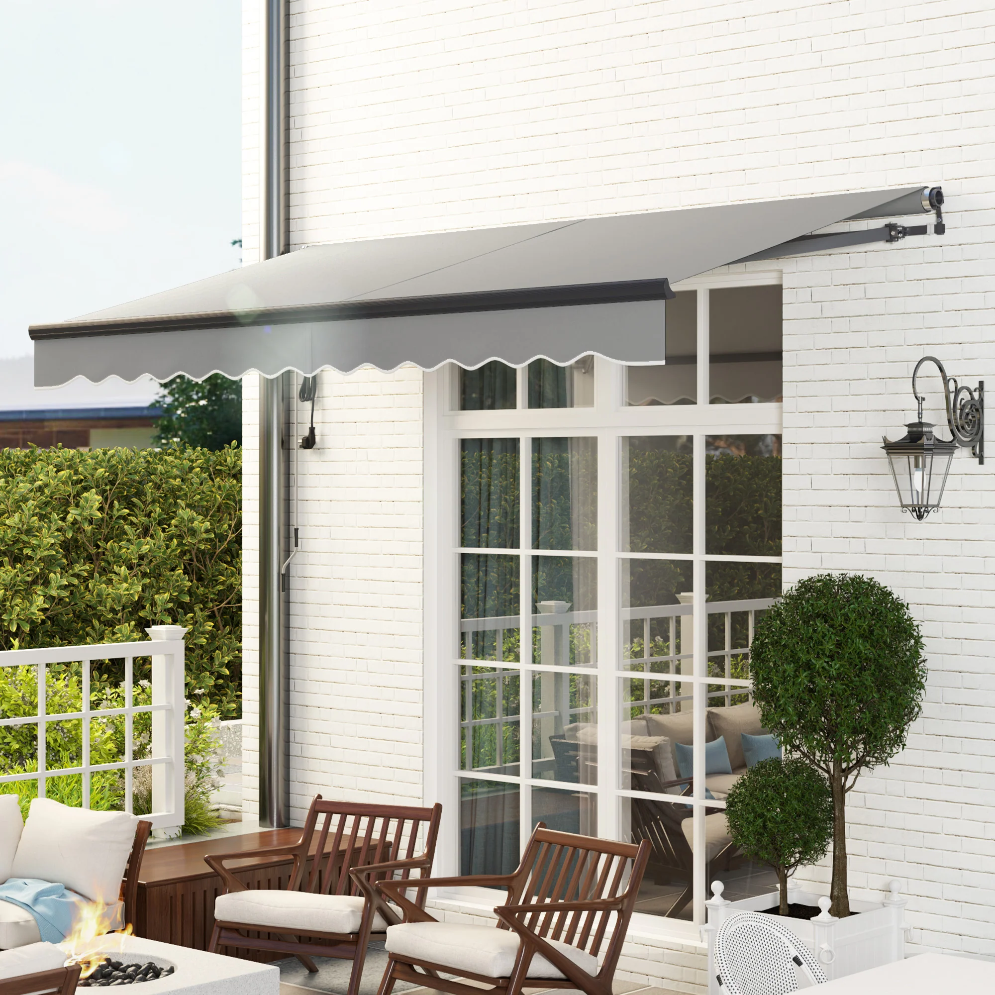 3.5 x 3m Electric Awning with Remote Controller for Garden Patio Door Window, Dark Grey - Image 11