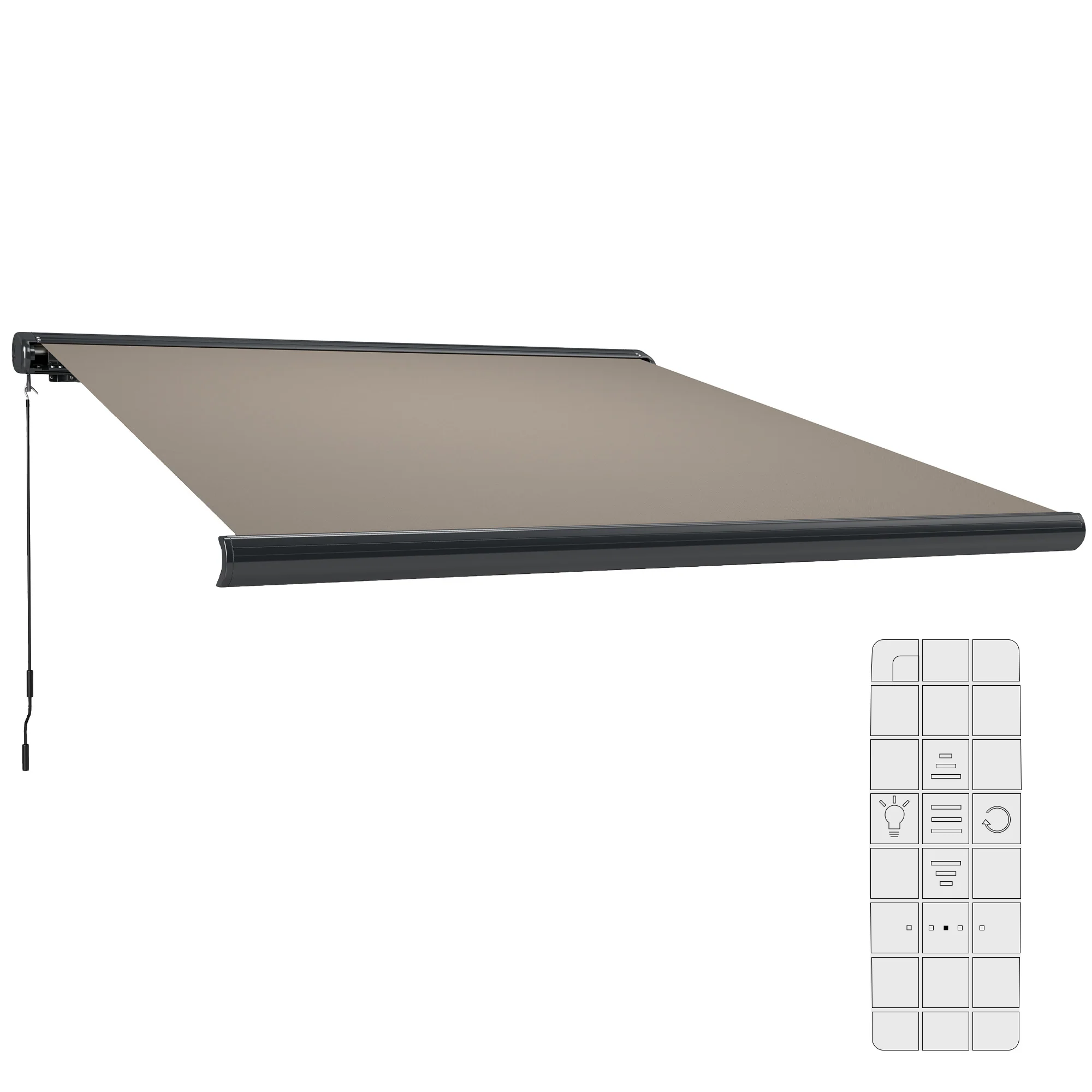 3.5 x 3 m Electric Awning with Remote Controller, UV50+ Sun Shade Canopy, Light Grey