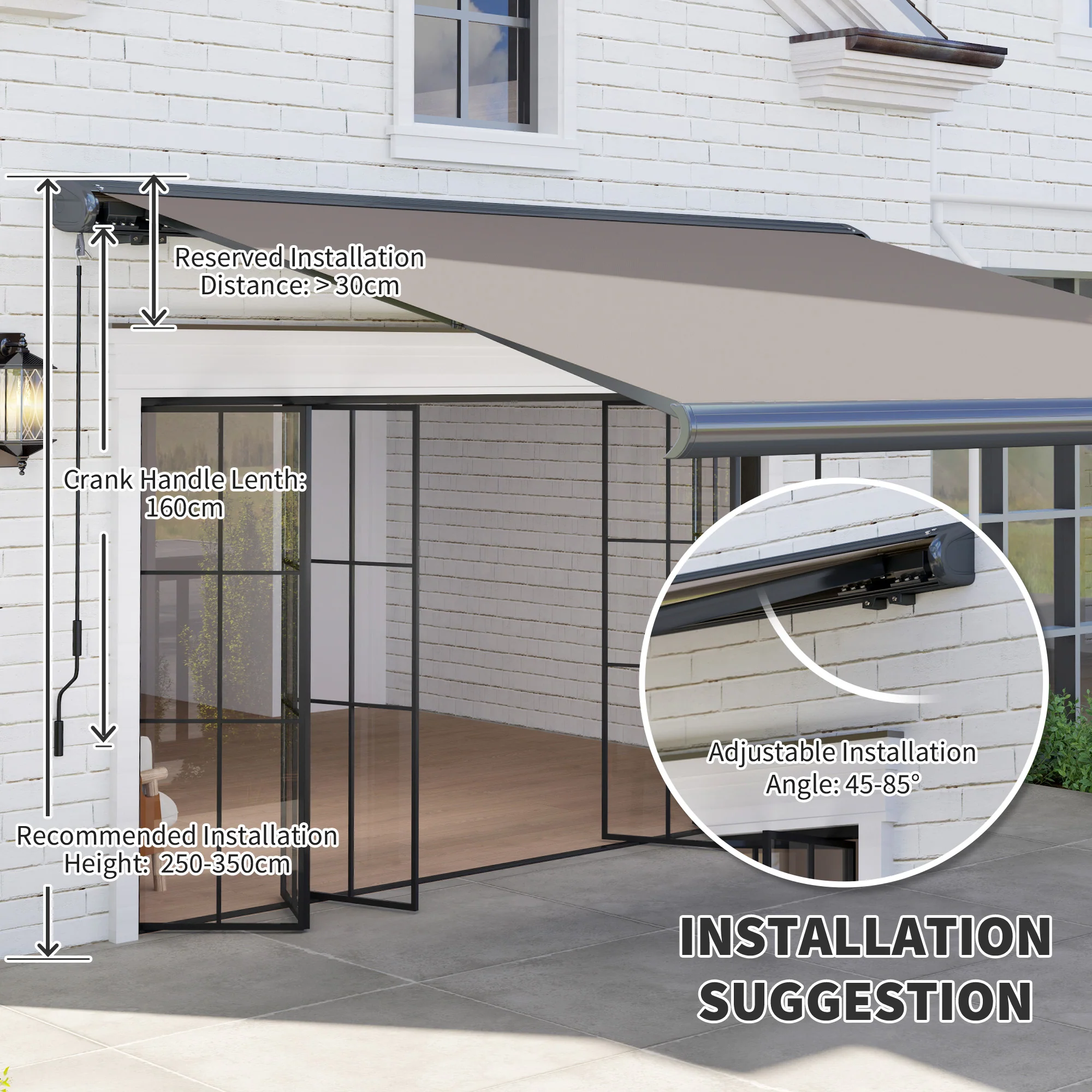 3.5 x 3 m Electric Awning with Remote Controller, UV50+ Sun Shade Canopy, Light Grey - Image 10