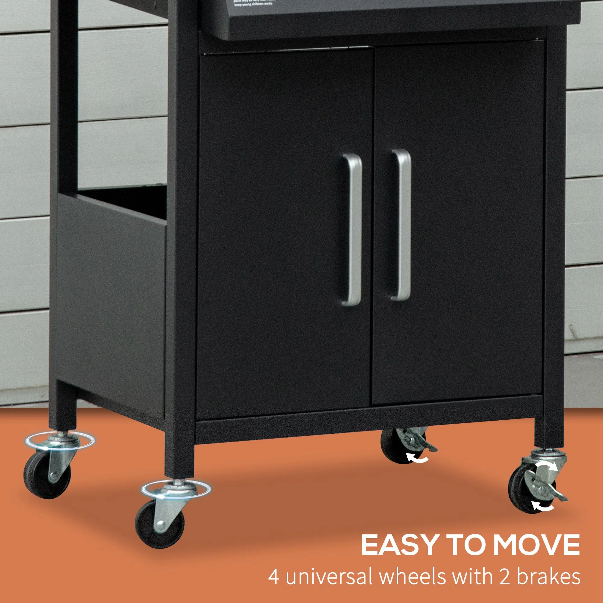 3-Burner Gas Grill with Warming Rack & Storage Cabinet, Thermometer Included, Black - Image 9